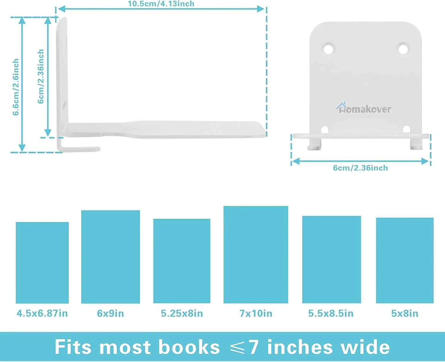 قفسه کتاب نامرئی شناور SYOSI، قفسه های کتاب سنگین دیواری، قفسه های ذخیره سازی آهنی، کتاب پنهان برای اتاق خواب، اتاق نشیمن، دفتر کار، 2 عدد