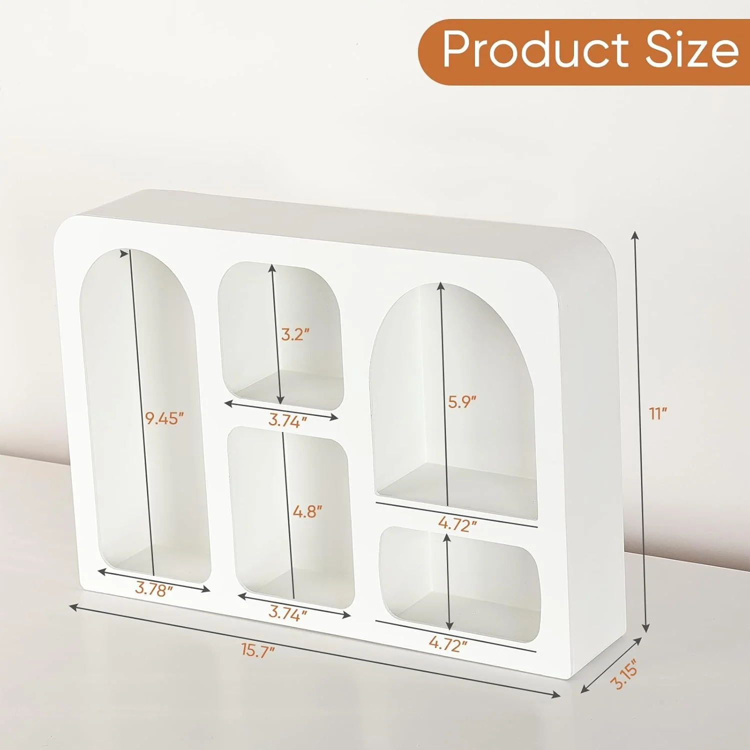 شلف دیواری شناور تزئینی سفید، طراحی هندسی قوسی، شلف ذخیره سازی دیواری به سبک مدرن بوهو نوردیک برای اتاق کودک، اتاق خواب، اتاق نشیمن و دکوراسیون حمام