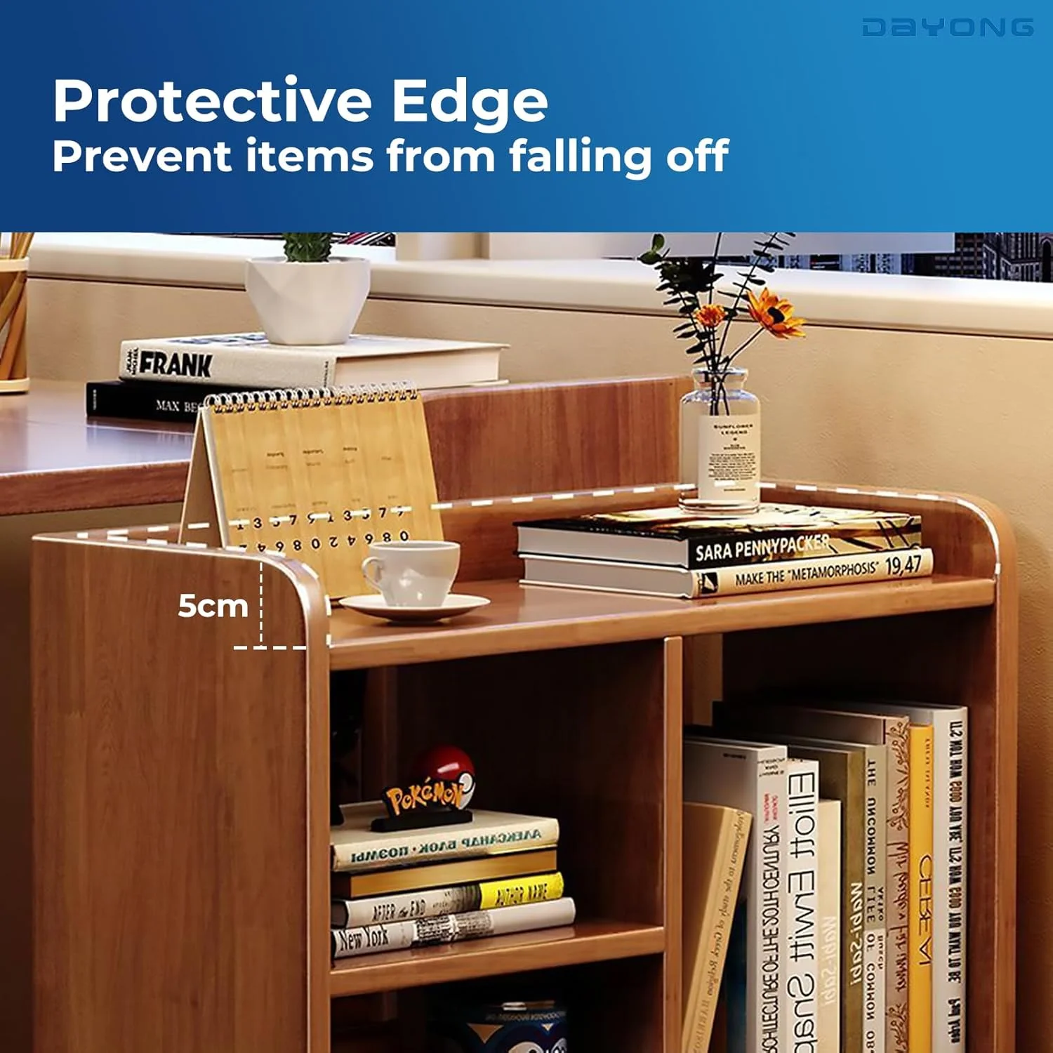 کابینت فایل چرخ دار DAYONG، ارگانایزر فایل زیر میزی با 6 محفظه قفسه ذخیره سازی باز، پایه پرینتر متحرک برای لوازم اداری، خانه، مدرسه (گردویی)