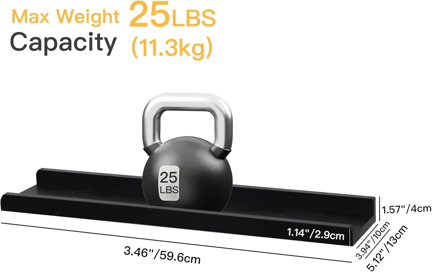 ست 2 عددی شلف دیواری شناور بلند PHOENANCEE، شلف چوبی عکس، شلف نمایش و نگهداری قاب عکس، نصب شده روی دیوار برای اتاق نشیمن، اتاق خواب، آشپزخانه، اتاق کودک، دکوراسیون اتاق کودک، دفتر کار خانگی (مشکی، 60 سانتی متر)