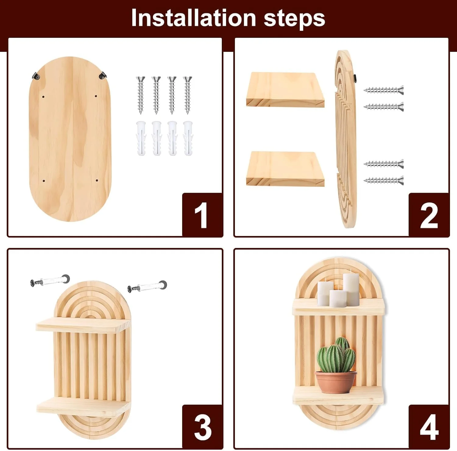 KASTWAVE 2 عدد شلف دیواری رنگین کمانی چوبی بوهمی، قفسه ذخیره سازی آویز شناور دوتایی، دکور دیوار روستایی برای اتاق خواب، اتاق نشیمن، اتاق کودک، دفتر و حمام KASTWAVE 2 عدد شلف دیواری رنگین کمانی چوبی بوهمی، قفسه ذخیره سازی آویز شناور دوتایی، دکور دیوار روستایی برای اتاق خواب، اتاق نشیمن، اتاق کودک، دفتر و حمام