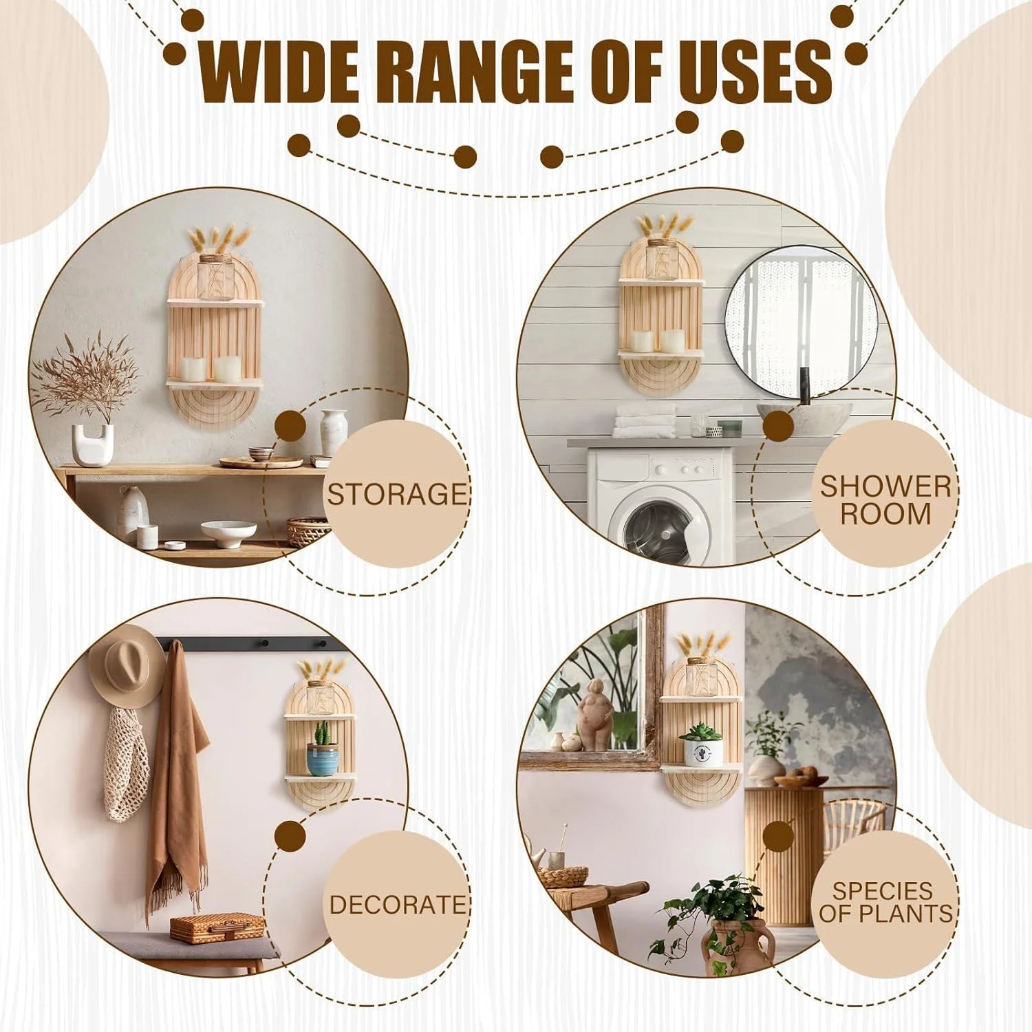 KASTWAVE 2 عدد شلف دیواری رنگین کمانی چوبی بوهمی، قفسه ذخیره سازی آویز شناور دوتایی، دکور دیوار روستایی برای اتاق خواب، اتاق نشیمن، اتاق کودک، دفتر و حمام KASTWAVE 2 عدد شلف دیواری رنگین کمانی چوبی بوهمی، قفسه ذخیره سازی آویز شناور دوتایی، دکور دیوار روستایی برای اتاق خواب، اتاق نشیمن، اتاق کودک، دفتر و حمام