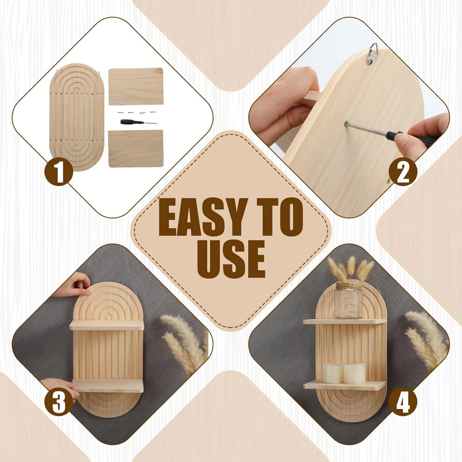 KASTWAVE 2 عدد شلف دیواری رنگین کمانی چوبی بوهمی، قفسه ذخیره سازی آویز شناور دوتایی، دکور دیوار روستایی برای اتاق خواب، اتاق نشیمن، اتاق کودک، دفتر و حمام KASTWAVE 2 عدد شلف دیواری رنگین کمانی چوبی بوهمی، قفسه ذخیره سازی آویز شناور دوتایی، دکور دیوار روستایی برای اتاق خواب، اتاق نشیمن، اتاق کودک، دفتر و حمام