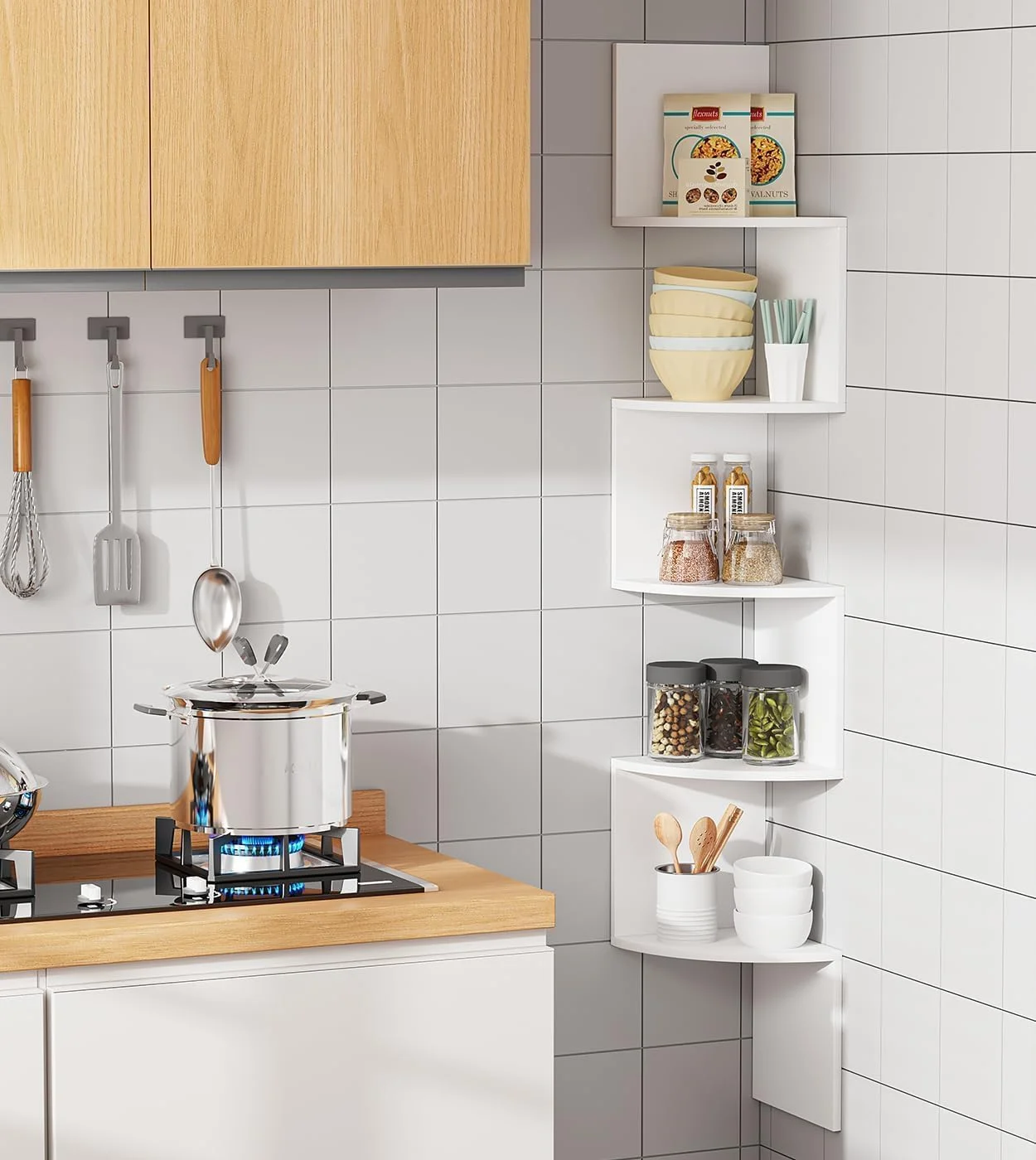 قفسه کنج شناور 5 طبقه، قفسه گوشه ای، قفسه های نمایش دکوراسیون منزل چوبی روستایی، قفسه ذخیره سازی دیواری شناور، برای ذخیره سازی تزئینی اتاق خواب دفتر کار خانگی، مونتاژ آسان قفسه کنج شناور 5 طبقه، قفسه گوشه ای، قفسه های نمایش دکوراسیون منزل چوبی روستایی، قفسه ذخیره سازی دیواری شناور، برای ذخیره سازی تزئینی اتاق خواب دفتر کار خانگی، مونتاژ آسان