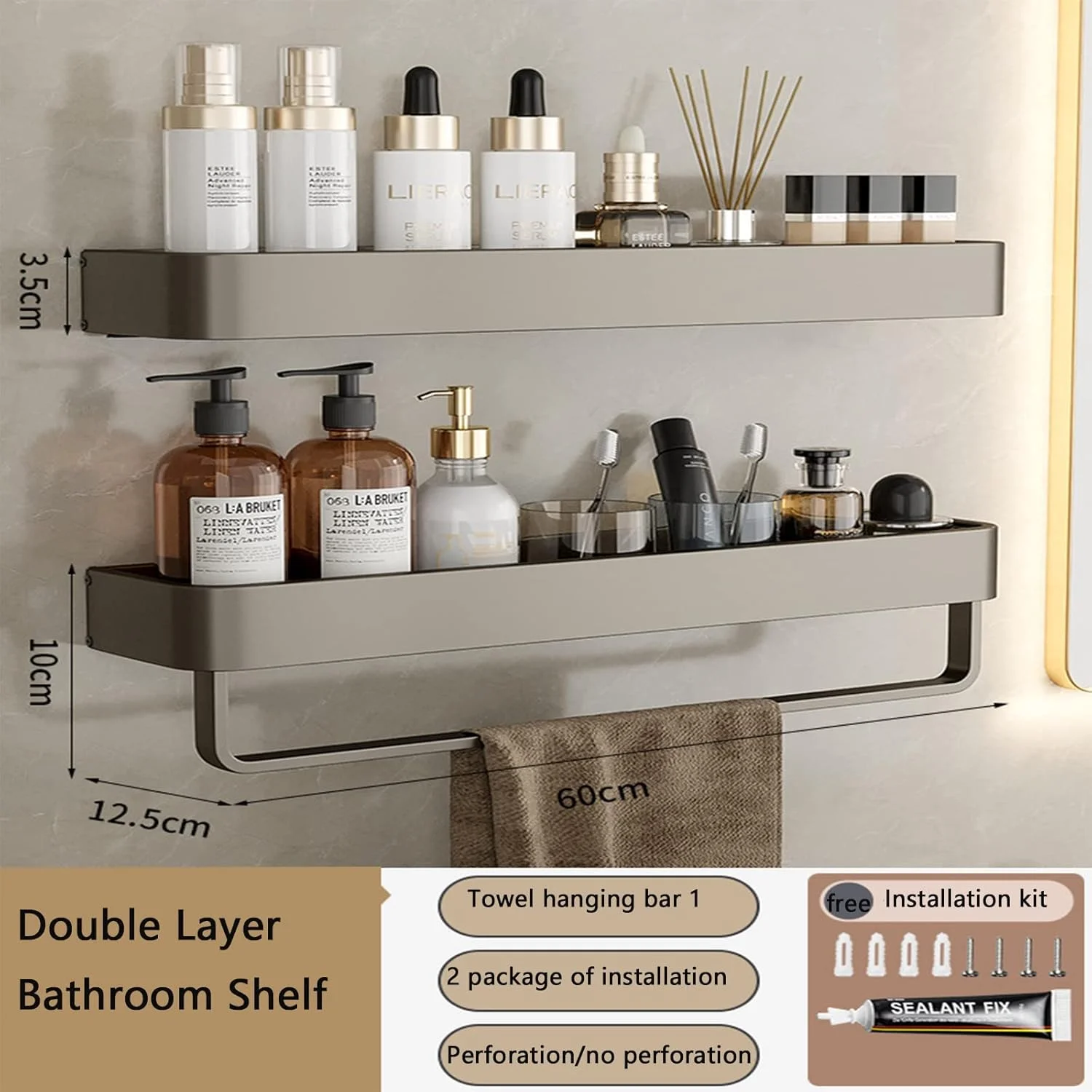 قفسه های حمام جلد شومیز، قفسه دوش دیواری، سبد دوش چسبی بدون نیاز به سوراخ کاری، سازمان دهنده دوش حمام برای داخل حمام و نگهداری آشپزخانه (بزرگ+بزرگ با میله) قفسه های حمام جلد شومیز، قفسه دوش دیواری، سبد دوش چسبی بدون نیاز به سوراخ کاری، سازمان دهنده دوش حمام برای داخل حمام و نگهداری آشپزخانه (بزرگ+بزرگ با میله)