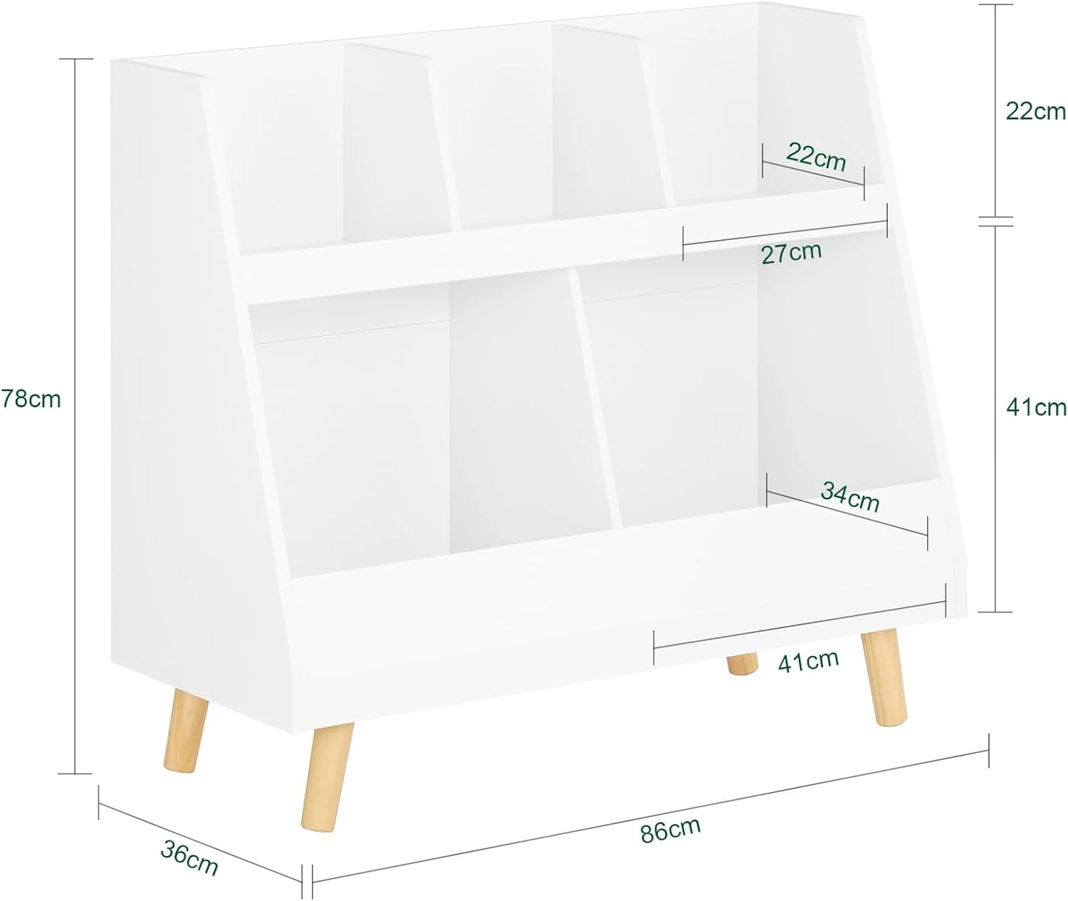 قفسه کتاب کودک SoBuy، قفسه کتاب اسباب بازی، کتابخانه کودکان، سازمان دهنده اسباب بازی کودکان نوپا با 5 محفظه، استند نمایش کتاب برای اتاق کودک، اتاق بازی، مهد کودک، کتابخانه، KMB19-W