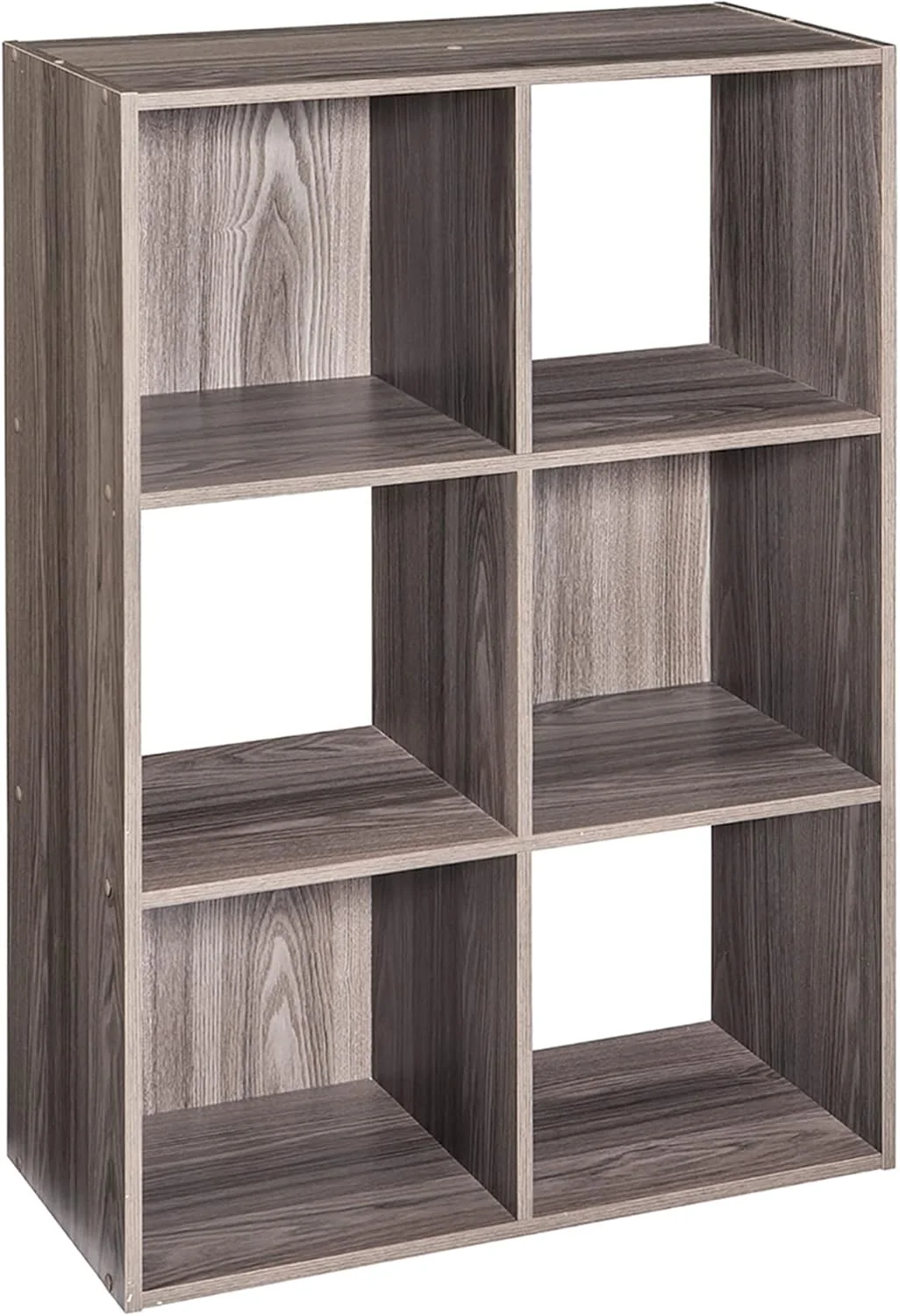 قفسه کتابخانه مکعبی ClosetMaid Cubeicals با 6 محفظه ذخیره سازی، قفسه ارگانایزر قابل انباشت، عمودی یا افقی، مونتاژ آسان، چوب، روکش خاکستری طبیعی