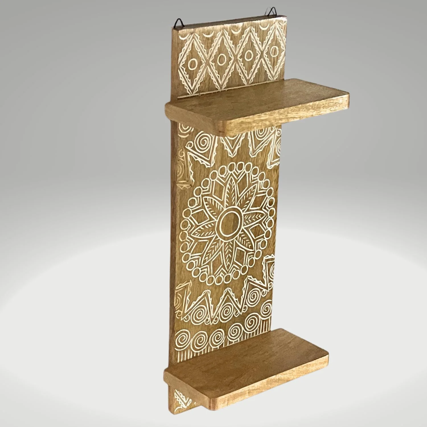 شلف دیواری شناور Souq DESIGNS، شلف چوبی برای اتاق نشیمن - شلف های سازمان دهنده، شلف های گوشه دکور دیوار، قفسه آویز، براکت سازمان دهنده کتاب آشپزخانه نصب شده روی دیوار (چوبی طبیعی 2)