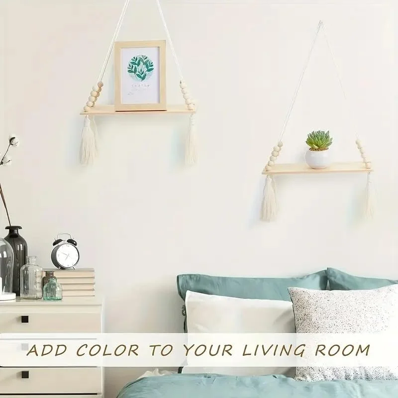 شلف آویز مکرومه با مهره های چوبی و منگوله، قفسه دیواری کوچک بوهمی، قفسه ذخیره سازی روستایی نصب شده روی دیوار برای اتاق خواب، حمام، گیاهان، گلدان ها، قفسه نمایشگر، دکوراسیون منزل شلف آویز مکرومه با مهره های چوبی و منگوله، قفسه دیواری کوچک بوهمی، قفسه ذخیره سازی روستایی نصب شده روی دیوار برای اتاق خواب، حمام، گیاهان، گلدان ها، قفسه نمایشگر، دکوراسیون منزل