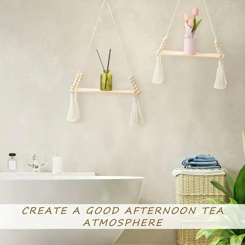 شلف آویز مکرومه با مهره های چوبی و منگوله، قفسه دیواری کوچک بوهمی، قفسه ذخیره سازی روستایی نصب شده روی دیوار برای اتاق خواب، حمام، گیاهان، گلدان ها، قفسه نمایشگر، دکوراسیون منزل شلف آویز مکرومه با مهره های چوبی و منگوله، قفسه دیواری کوچک بوهمی، قفسه ذخیره سازی روستایی نصب شده روی دیوار برای اتاق خواب، حمام، گیاهان، گلدان ها، قفسه نمایشگر، دکوراسیون منزل