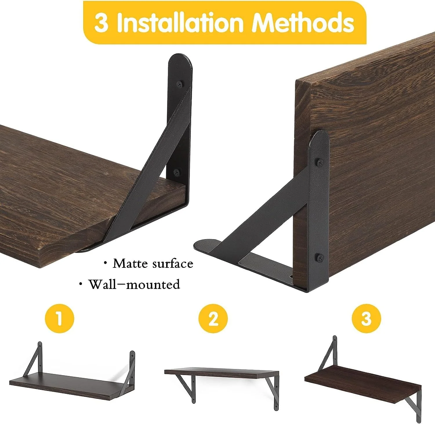 شلف شناور Skade، قفسه ذخیره سازی دکوراسیون دیواری چوبی روستایی، 4 مجموعه قفسه دیواری برای دکوراسیون حمام، اتاق خواب، اتاق نشیمن و گیاهان (قهوه ای کربنیزه) شلف شناور Skade، قفسه ذخیره سازی دکوراسیون دیواری چوبی روستایی، 4 مجموعه قفسه دیواری برای دکوراسیون حمام، اتاق خواب، اتاق نشیمن و گیاهان (قهوه ای کربنیزه)