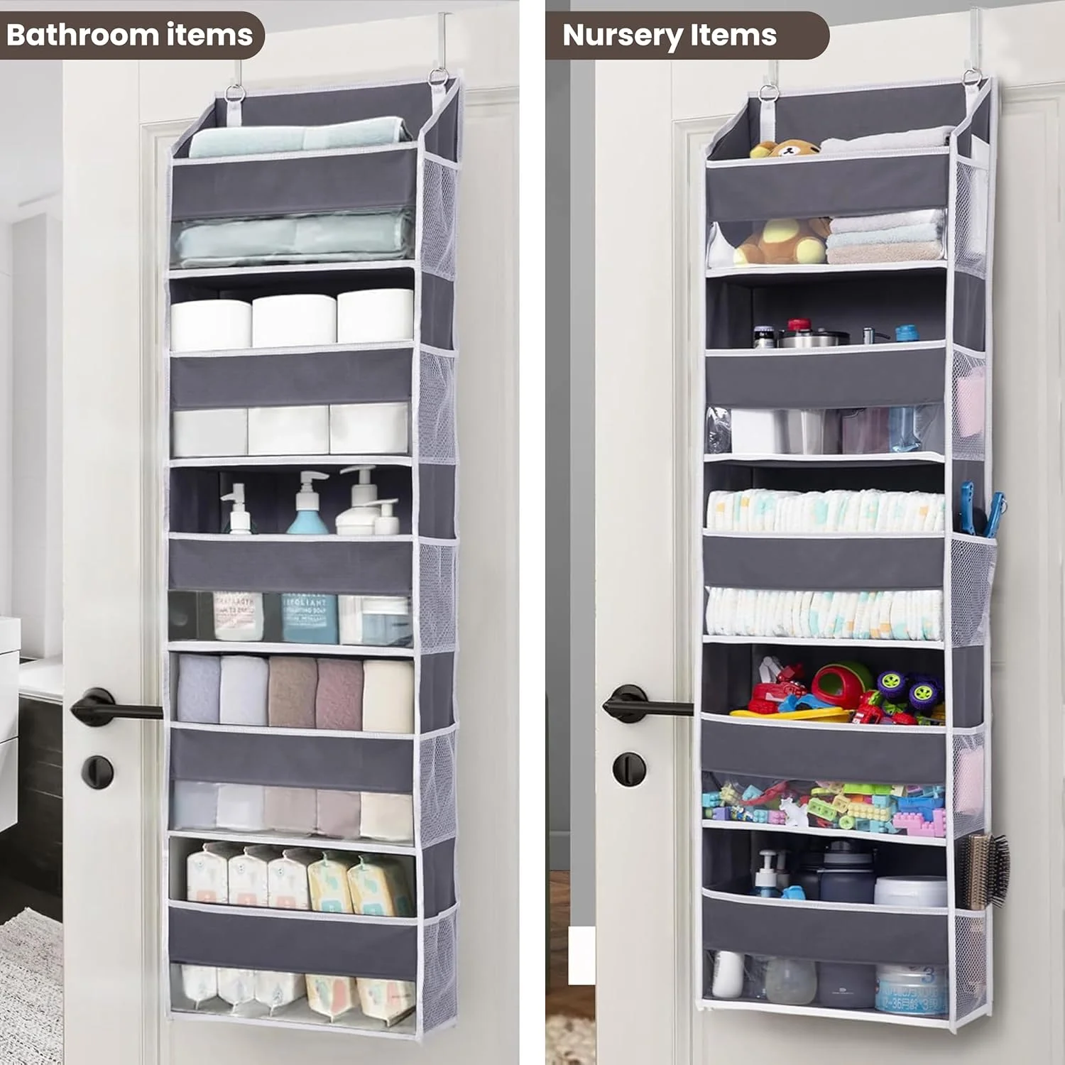 ارگانایزر آویز پشت دری سنگین BRISEED™ ابعاد 146x40x17 سانتی متر (خاکستری)، دارای 5 محفظه بزرگ با پنجره های توری و 5 جیب جانبی، ارگانایزر آویز درب کمد برای اتاق خواب، حمام و نگهداری وسایل کودک ارگانایزر آویز پشت دری سنگین BRISEED™ ابعاد 146x40x17 سانتی متر (خاکستری)، دارای 5 محفظه بزرگ با پنجره های توری و 5 جیب جانبی، ارگانایزر آویز درب کمد برای اتاق خواب، حمام و نگهداری وسایل کودک