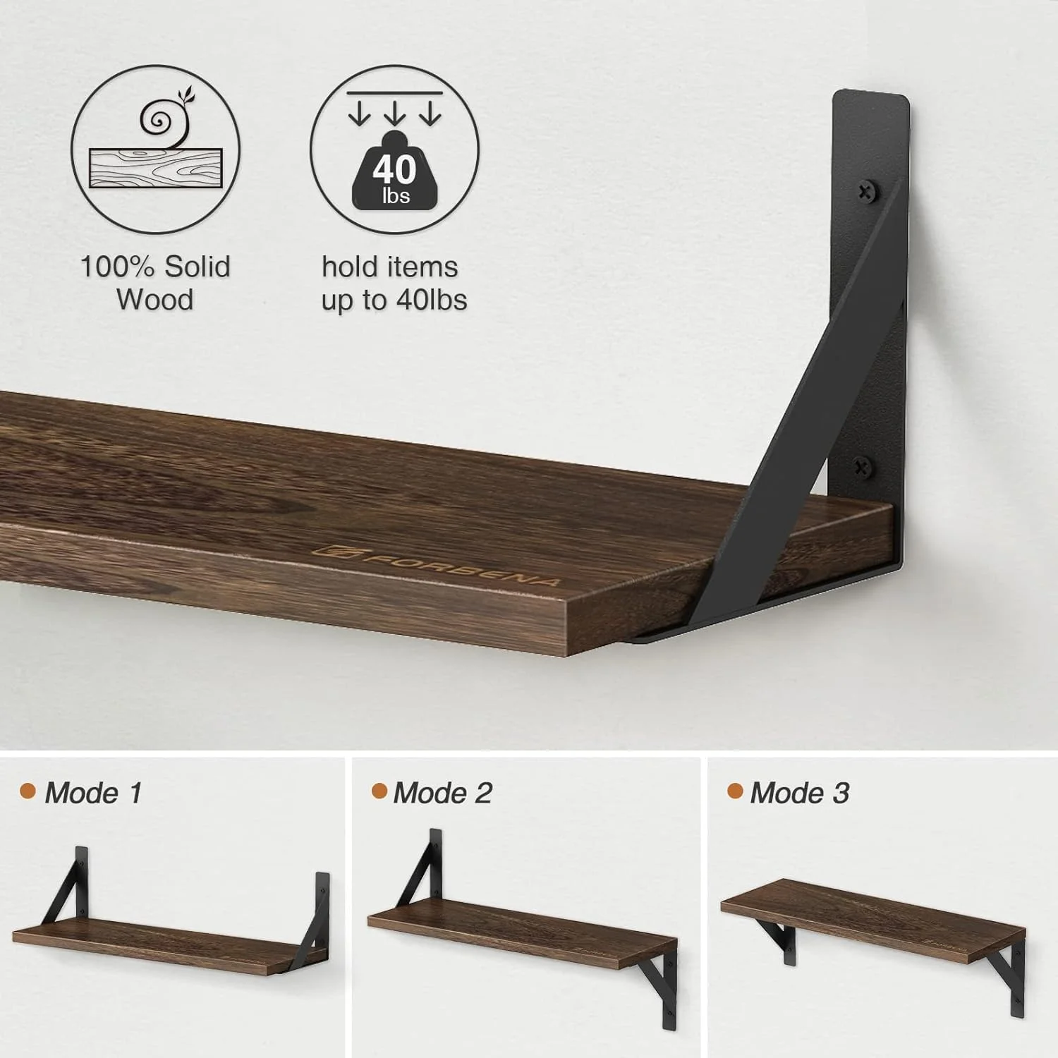 شلف شناور Skade، قفسه ذخیره سازی دکوراسیون دیواری چوبی روستایی، 4 مجموعه قفسه دیواری برای دکوراسیون حمام، اتاق خواب، اتاق نشیمن و گیاهان (قهوه ای کربنیزه) شلف شناور Skade، قفسه ذخیره سازی دکوراسیون دیواری چوبی روستایی، 4 مجموعه قفسه دیواری برای دکوراسیون حمام، اتاق خواب، اتاق نشیمن و گیاهان (قهوه ای کربنیزه)