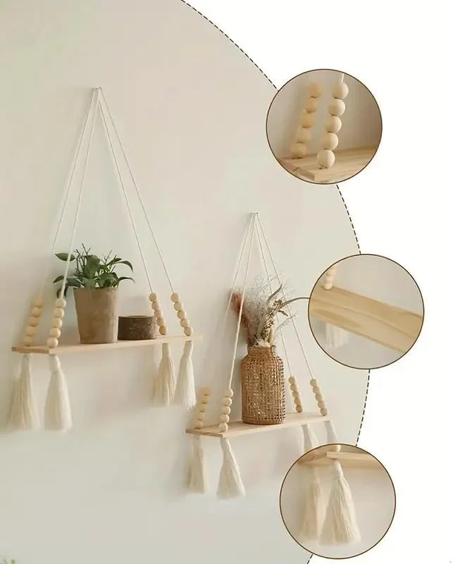 شلف آویز مکرومه، قفسه دیواری کوچک بوهو با مهره های چوبی و منگوله، قفسه ذخیره سازی روستایی دیواری برای اتاق خواب، حمام، گیاهان، گلدان ها، قفسه نمایش، دکوراسیون منزل شلف آویز مکرومه، قفسه دیواری کوچک بوهو با مهره های چوبی و منگوله، قفسه ذخیره سازی روستایی دیواری برای اتاق خواب، حمام، گیاهان، گلدان ها، قفسه نمایش، دکوراسیون منزل