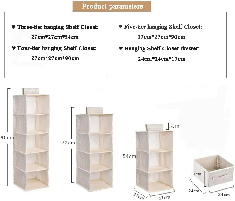 ارگانایزر کمد آویز، جعبه ذخیره سازی قفسه های تاشو کمد آویز برای لباس، جوراب، لباس زیر، کلاه، شلوار جین، حوله، ژاکت، در اتاق خواب، خوابگاه (5 طبقه + 2 کشو، بژ)