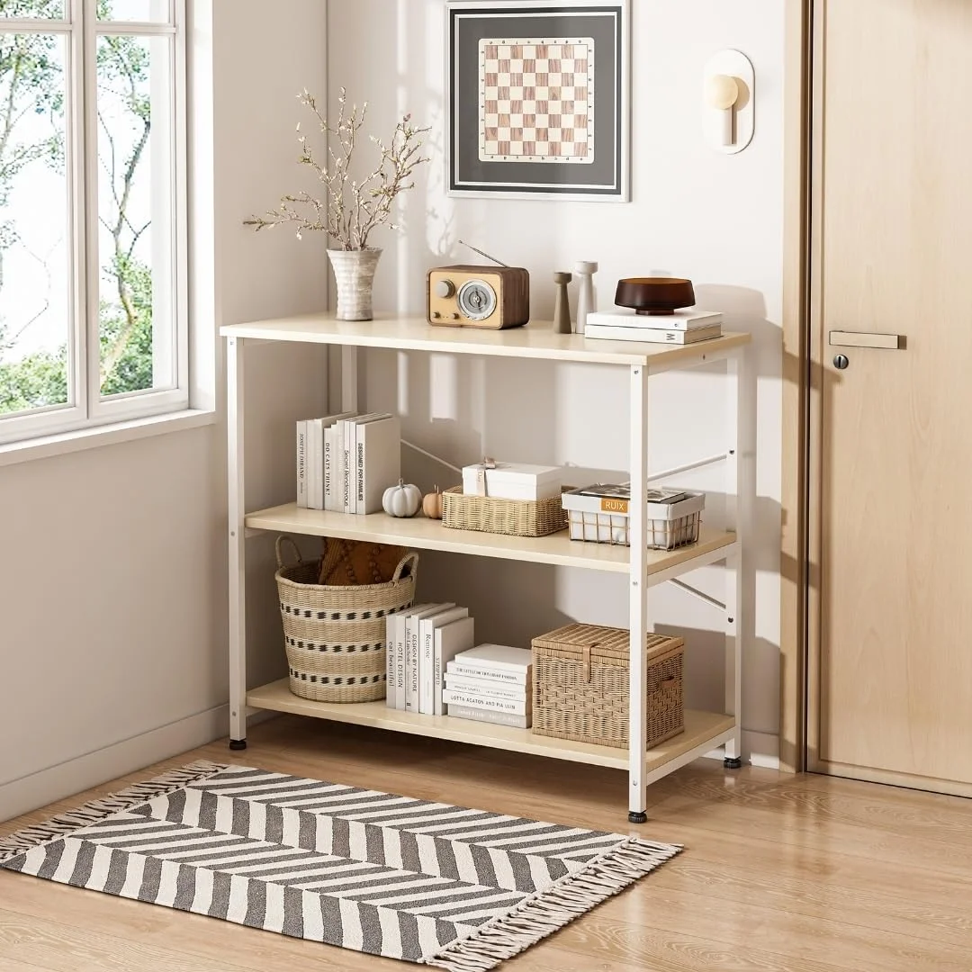 میز کنسول قابل تنظیم، میز ورودی، میز گوشه قهوه با قفسه ذخیره سازی، قفسه ذخیره سازی 3 طبقه مدرن و چند منظوره برای اتاق نشیمن، آشپزخانه، اتاق خواب، راهرو، بالکن و غیره. 80x36x83 سانتی متر (رنگ چوب)