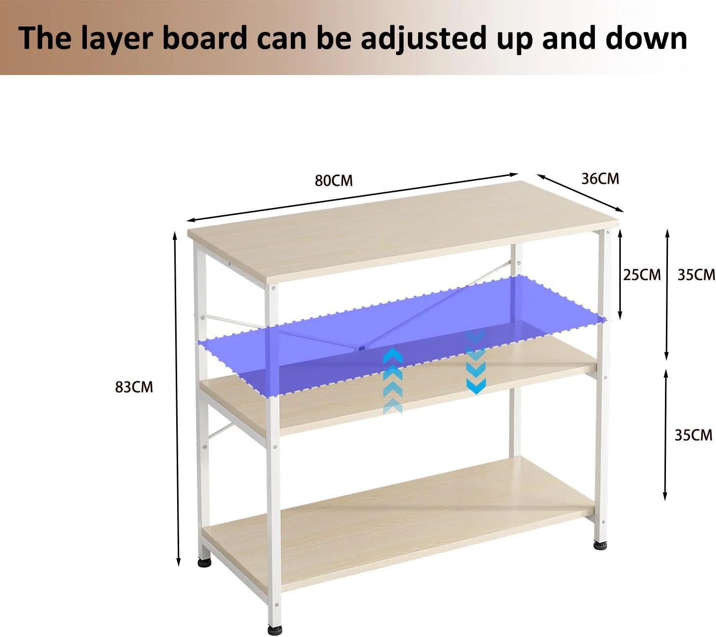میز کنسول قابل تنظیم، میز ورودی، میز گوشه قهوه با قفسه ذخیره سازی، قفسه ذخیره سازی 3 طبقه مدرن و چند منظوره برای اتاق نشیمن، آشپزخانه، اتاق خواب، راهرو، بالکن و غیره. 80x36x83 سانتی متر (رنگ چوب)