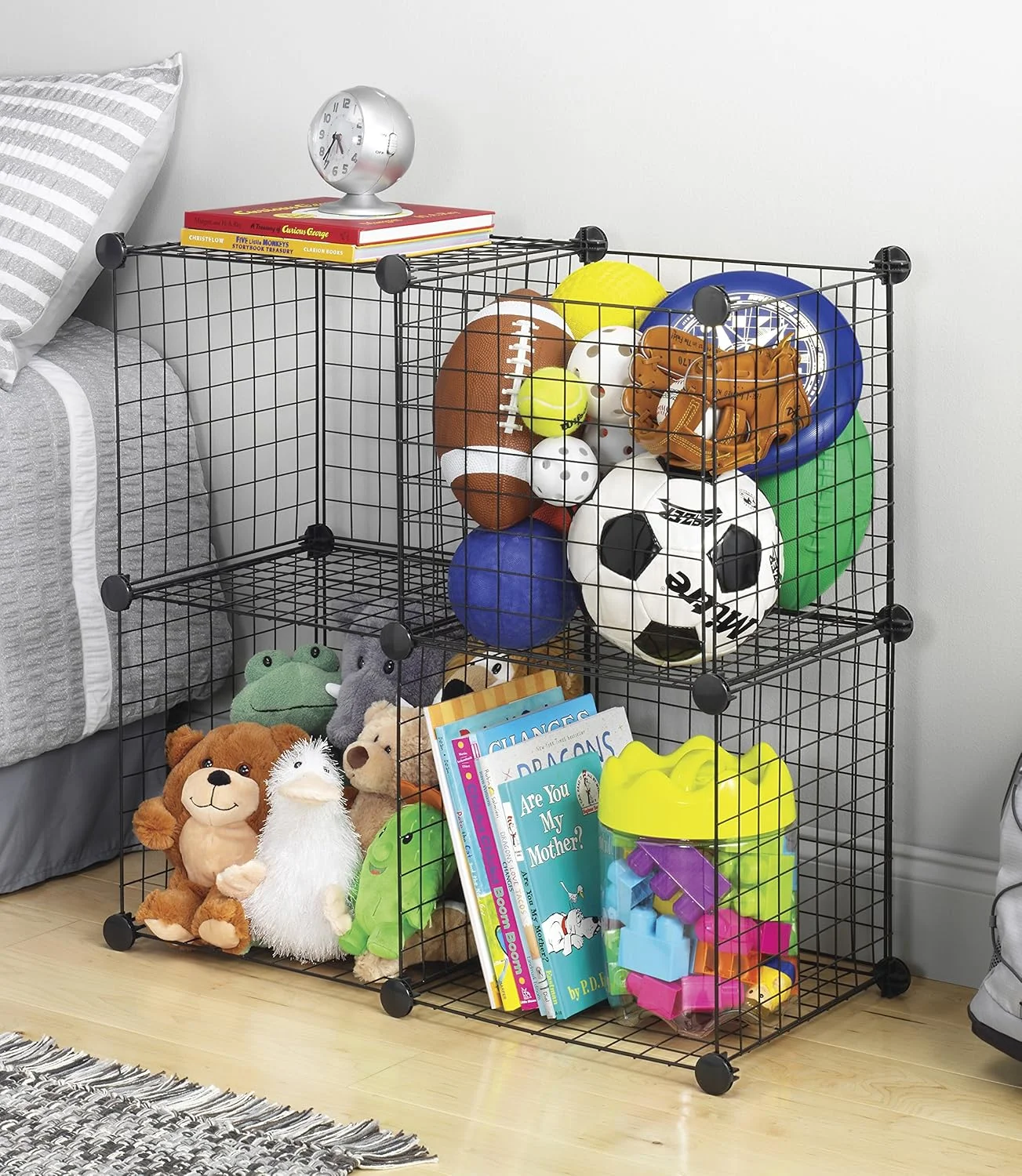 مکعب های ذخیره سازی Whitmor - قفسه های سیمی در هم قفل شونده - مشکی (مجموعه 4 عددی)