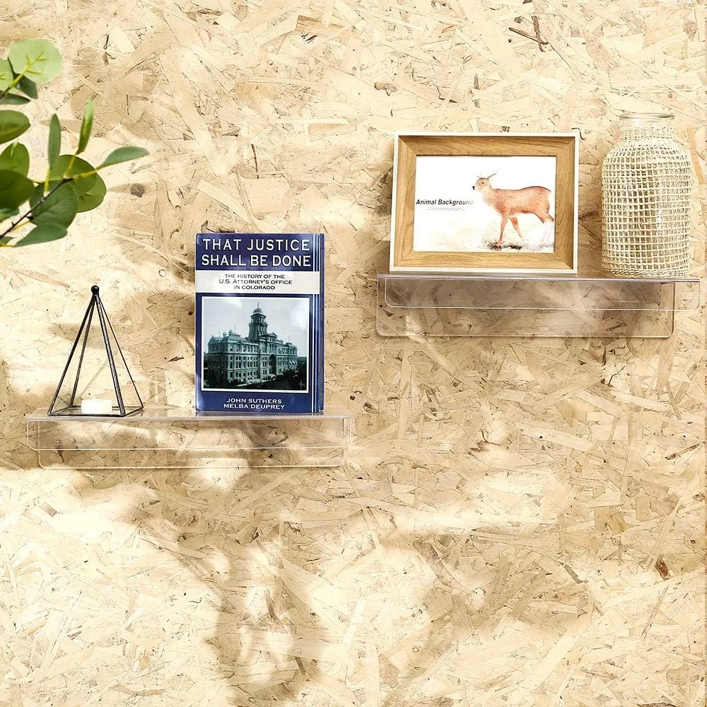 قفسه های شناور اکریلیک شفاف CY craft، قفسه ذخیره سازی دیواری ضخیم 5 میلی متری برای آشپزخانه/حمام/دفتر، قفسه کتاب نامرئی کودک و قفسه ادویه، 15 اینچ، مجموعه 4 عددی