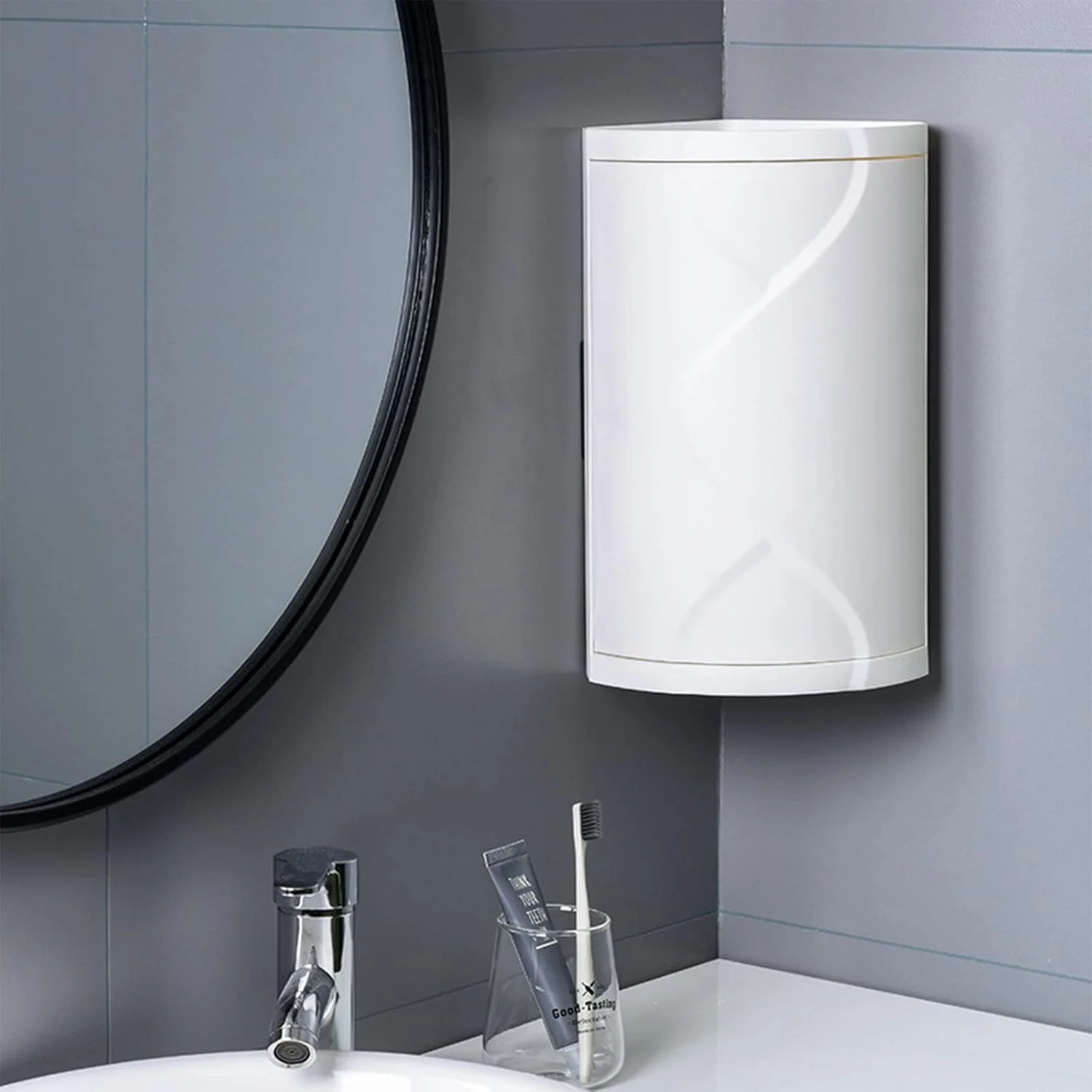 قفسه مثلثی چرخان Aminery، قفسه ذخیره سازی دو لایه 360 درجه حمام کوچک، سازمان دهنده گوشه دوش، کابینت نگهداری لوازم آرایشی، نگهدارنده حمام (چرخان)