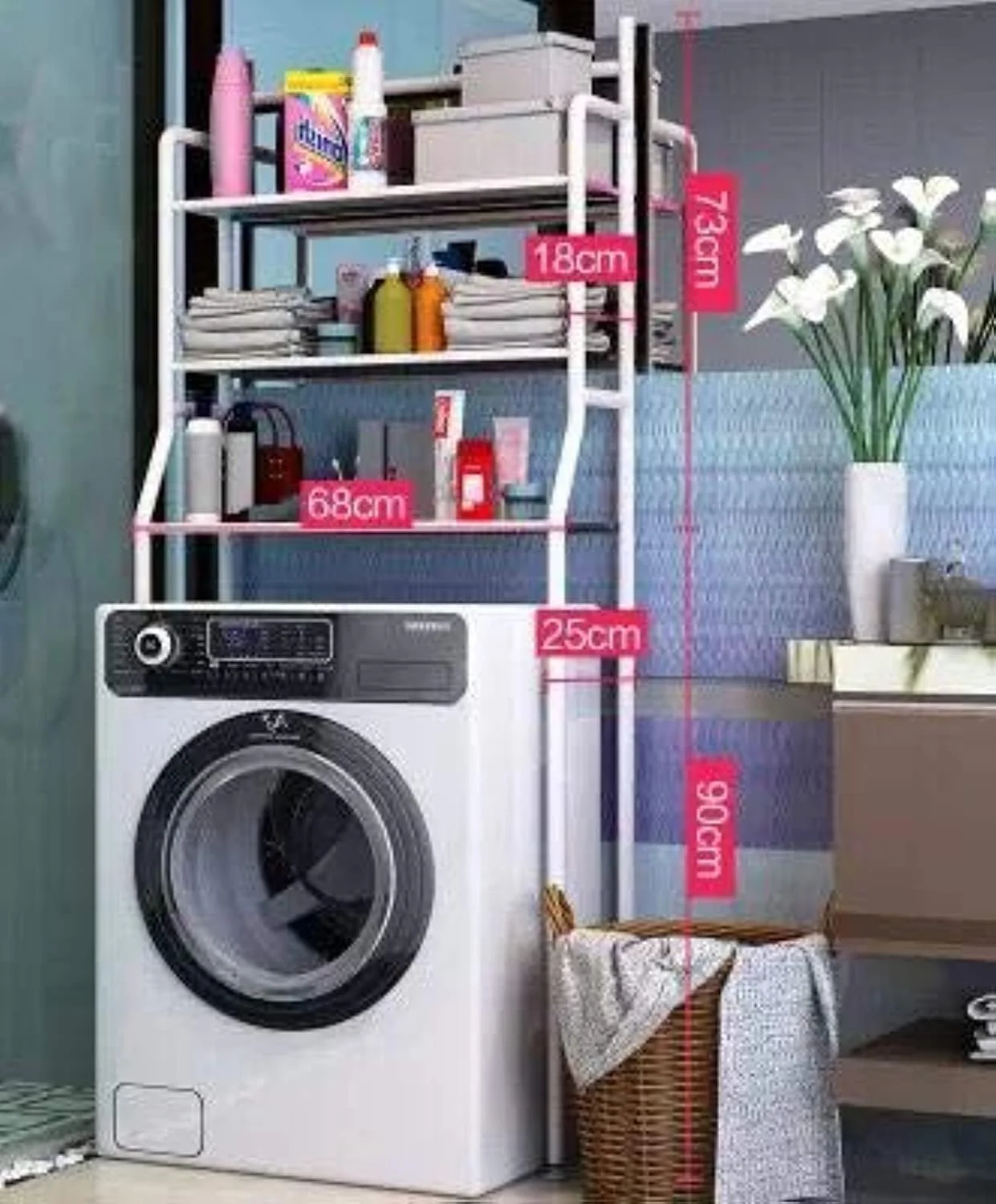 قفسه نظم دهنده 3 طبقه ماشین لباسشویی و توالت ریزوان 01 ریزون