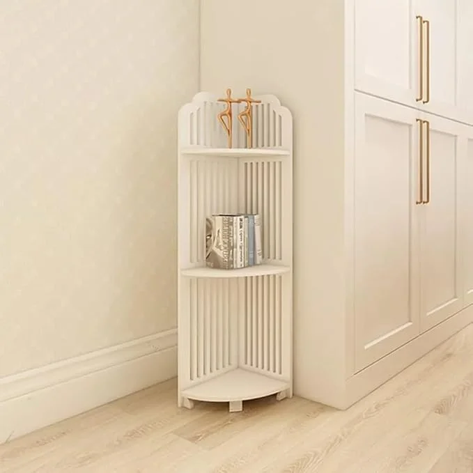 قفسه گوشه حمام LINGWEI | قفسه ذخیره سازی ضد آب و نگهدارنده دستمال توالت برای فضاهای کوچک | قفسه 3 طبقه چند منظوره (مدل 2)