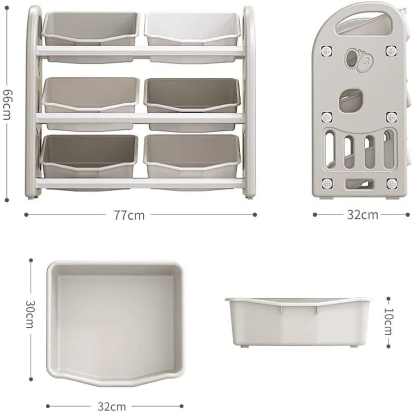 ارگانایزر اسباب بازی چند محفظه ای کودکان، سطل های ذخیره سازی TAME، جعبه اسباب بازی، قفسه ذخیره سازی 3 لایه کودکان با 6 سطل برای دختران و پسران در اتاق خواب، اتاق بازی، اتاق نشیمن (صورتی)