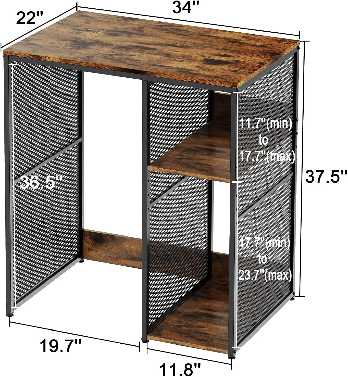 کابینت یخچال کوچک 3 طبقه KirKical با فضای ذخیره سازی، استند مایکروویو آشپزخانه به سبک صنعتی، قفسه ذخیره سازی کاربردی با فضای یخچال کوچک برای آشپزخانه منزل، چوب وینتیج