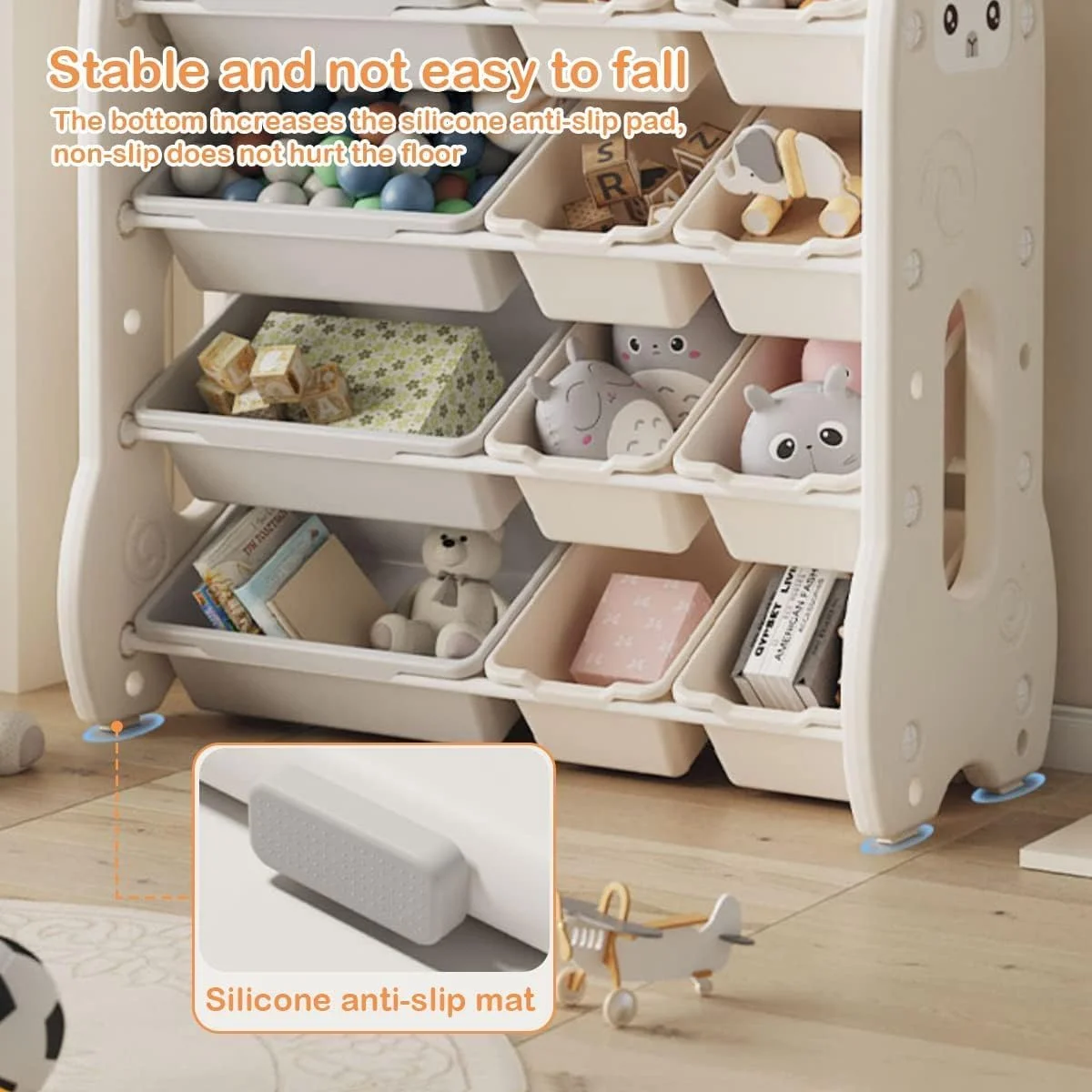 ارگانایزر اسباب بازی Solerconm، ارگانایزر ذخیره سازی کودکان برای اسباب بازی ها، مبلمان اتاق خواب کودک نوپا برای اسباب بازی ها (مدل A، دایناسور صورتی)
