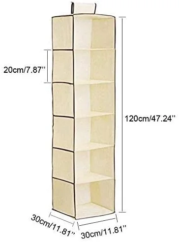 ارگانایزر آویز کمد 6 قسمتی، قفسه لباس، نظم دهنده و نگهدارنده کفش و لباس