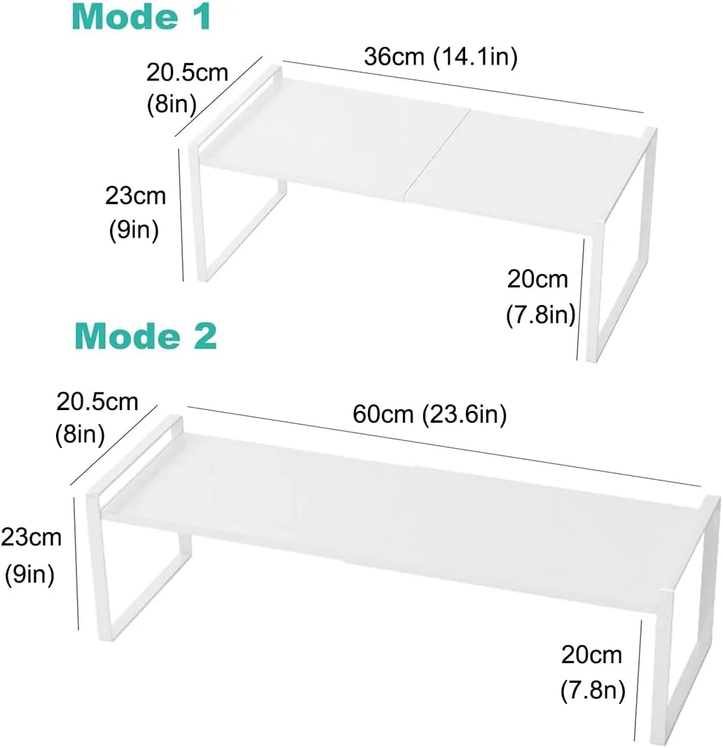 قفسه ارگانایزر رومیزی قابل گسترش Forthcan، قفسه آشپزخانه چند منظوره متحرک، قفسه ادویه، قفسه کابینت، قفسه انبار، ارگانایزر زیر سینک (9 اینچ، سفید)