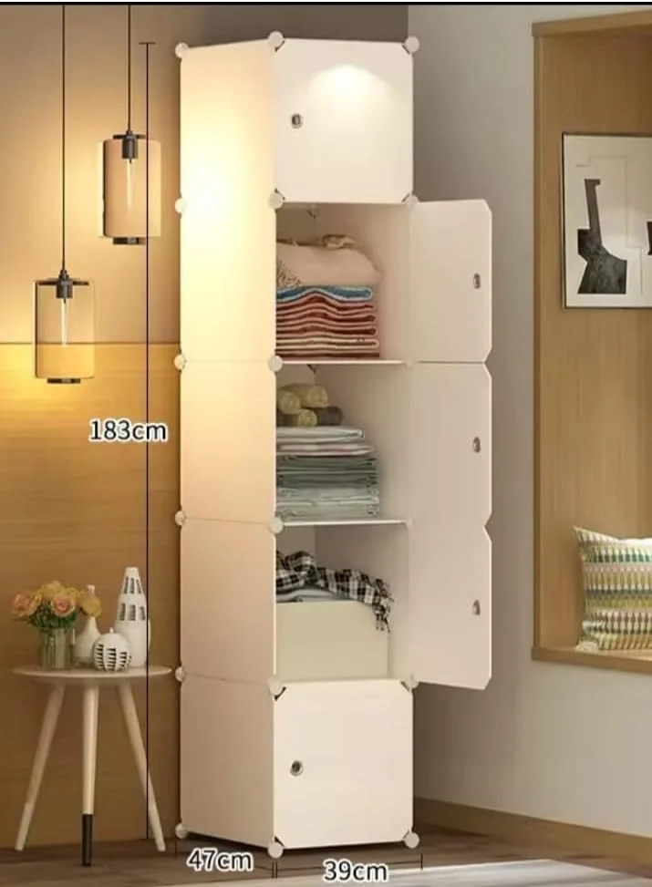 کابینت قفسه بندی 5 مکعبی، قفسه های ذخیره سازی پلاستیکی برای اتاق خواب، اتاق نشیمن، دفتر کار، کابینت قفسه بندی 5 مکعبی (سفید)