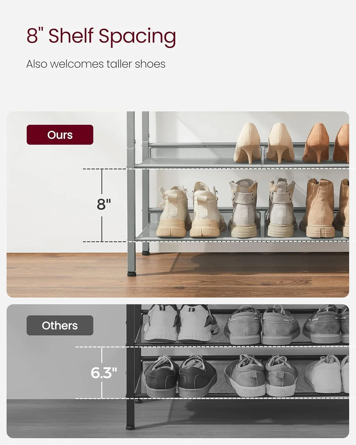 جاکفشی VASAGLE، سازمان دهنده جاکفشی 5 طبقه برای ورودی کمد با قفسه های ذخیره سازی و رویه جادار، ایستاده، فولادی، صنعتی، مشکی و نقره ای ULBS038E22 جاکفشی VASAGLE، سازمان دهنده جاکفشی 5 طبقه برای ورودی کمد با قفسه های ذخیره سازی و رویه جادار، ایستاده، فولادی، صنعتی، مشکی و نقره ای ULBS038E22