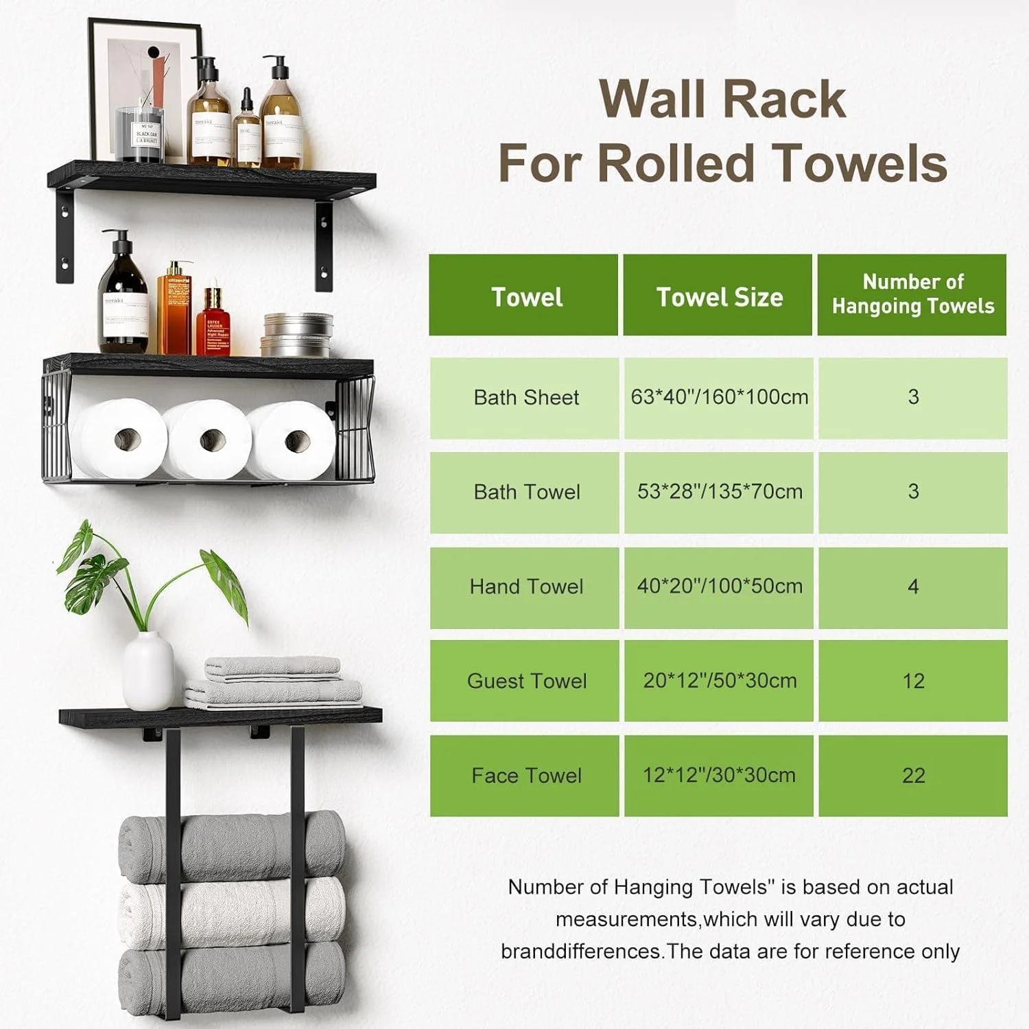 شلف دیواری شناور MostNow بالای توالت، شلف حمام با جا حوله ای و نگهدارنده کاغذ - شلف های چوبی روستیک برای دکور دیوار/حمام (مشکی) شلف دیواری شناور MostNow بالای توالت، شلف حمام با جا حوله ای و نگهدارنده کاغذ - شلف های چوبی روستیک برای دکور دیوار/حمام (مشکی)