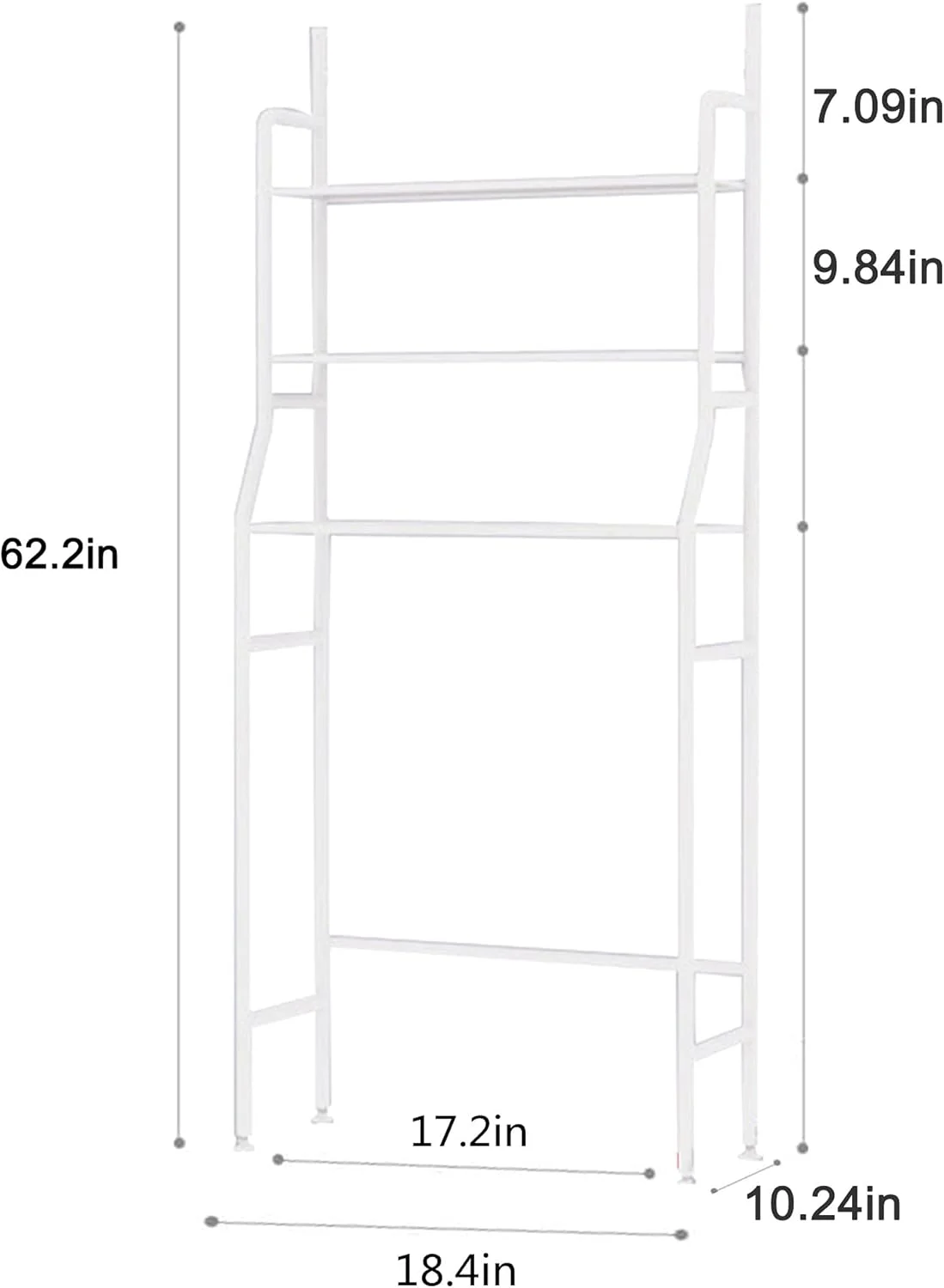 قفسه فلزی 3 طبقه نظم دهنده حمام، قفسه بالای توالت، صرفه جویی در فضا، جا دستمال کاغذی، مونتاژ آسان، قفسه های لباسشویی گوشه ای مستقل، ارتفاع قابل تنظیم، مناسب حوله، گیاهان، کتاب (سفید)