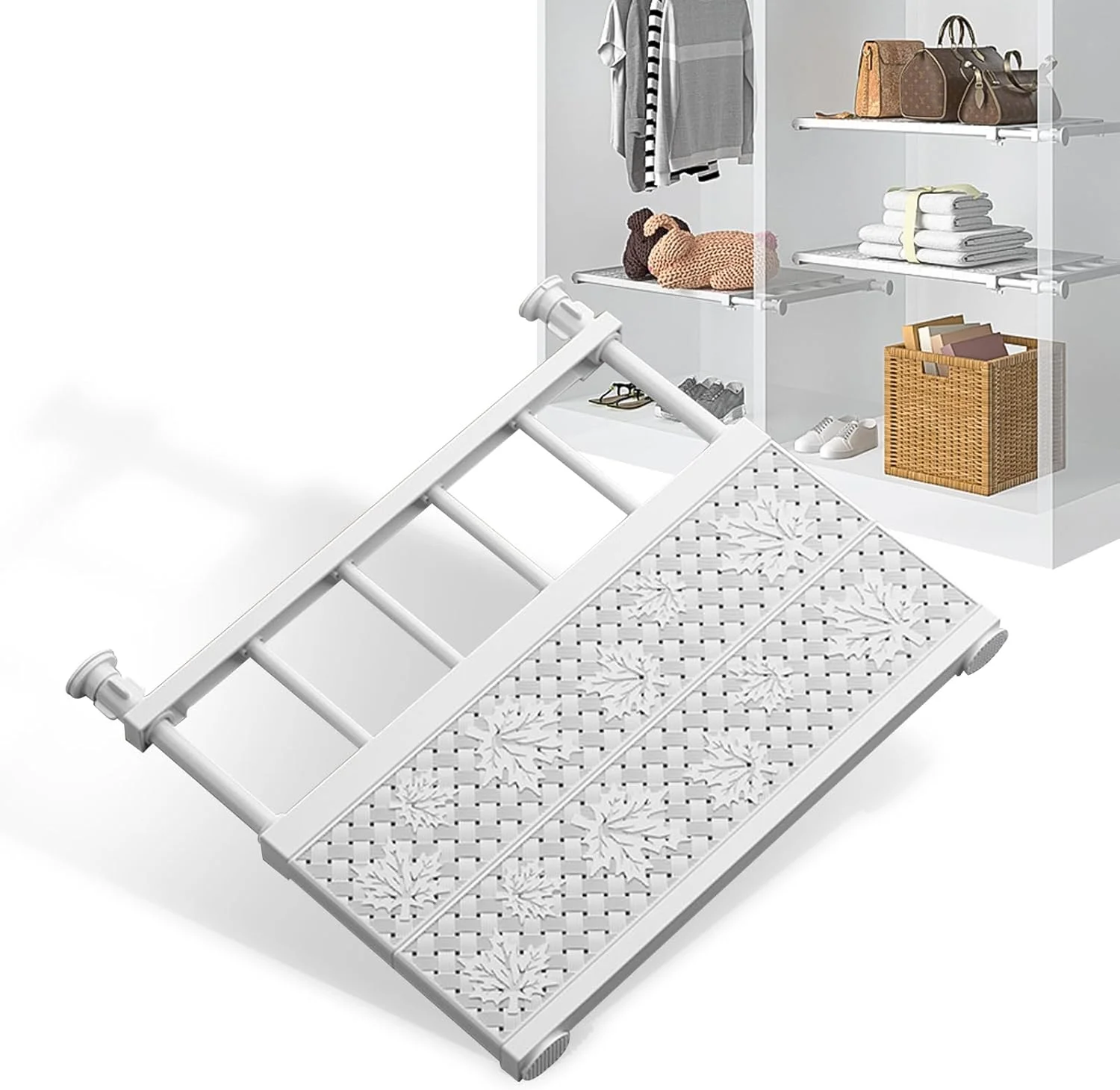 قفسه فشاری DAYONG، قفسه کمد قابل گسترش، پارتیشن لایه ای قفسه ذخیره سازی قابل تنظیم، قفسه جداکننده سازمان دهنده کابینت برای کمد لباس، کابینت ها، گنجه ها (42 سانتی متر، 48-80 سانتی متر)