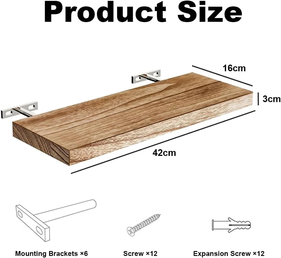 ست 3 تایی شلف دیواری شناور، شلف دیواری چوبی طبیعی روستایی برای دکوراسیون منزل، شلف شناور دیواری برای نمایش قاب عکس، مناسب اتاق نشیمن، اتاق خواب، حمام، آشپزخانه، قفسه کتاب برای دکوراسیون منزل