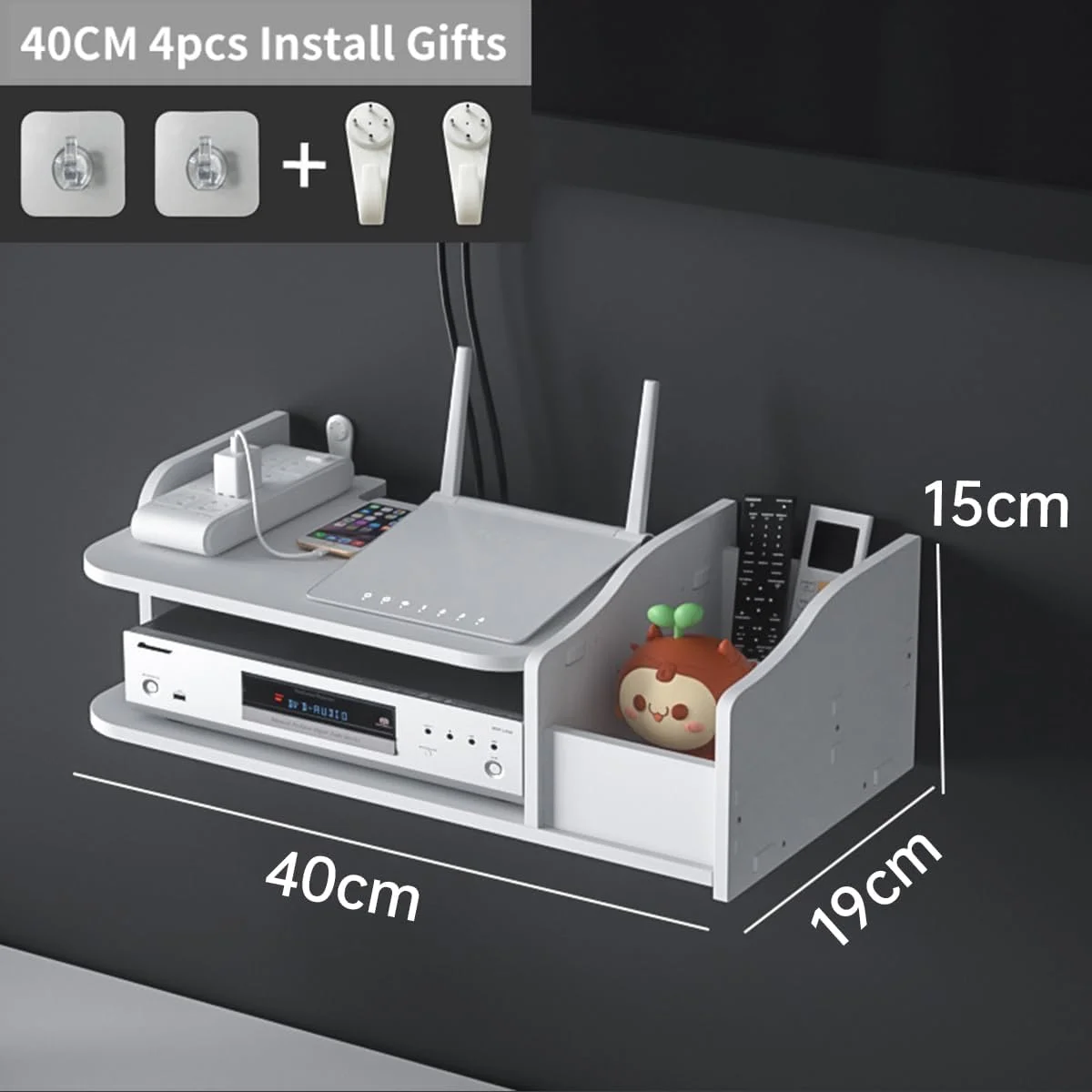 قفسه روتر وای فای بی سیم ECVV، قفسه های ذخیره سازی، آویز دیواری، قفسه های سازمان دهنده پلاستیکی PVC، جعبه سازمان دهنده براکت برق کابل، دکوراسیون منزل (WT4)، سفید قفسه روتر وای فای بی سیم ECVV، قفسه های ذخیره سازی، آویز دیواری، قفسه های سازمان دهنده پلاستیکی PVC، جعبه سازمان دهنده براکت برق کابل، دکوراسیون منزل (WT4)، سفید