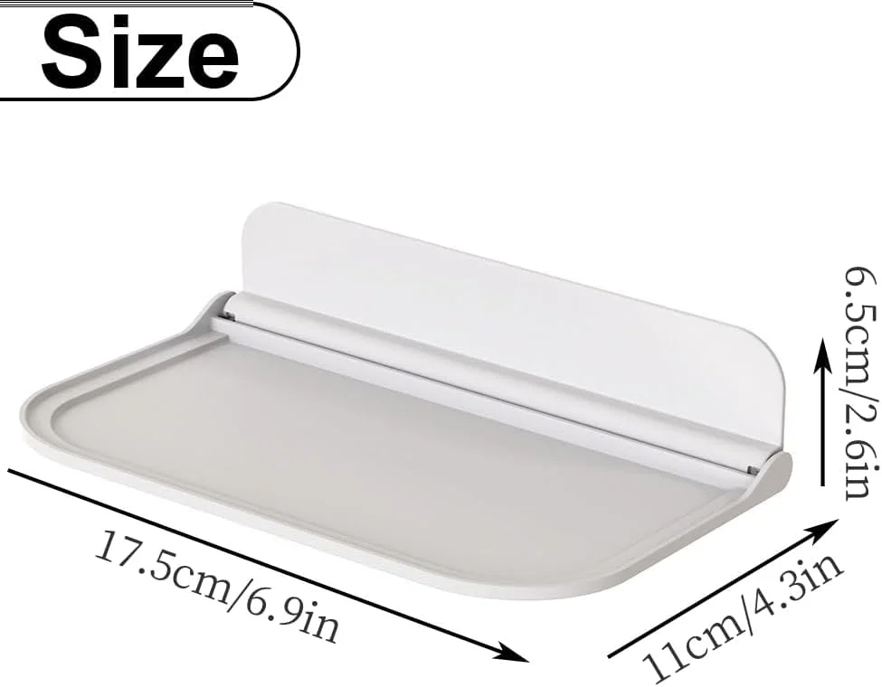 2 عدد شلف دیواری شناور خود چسب، قفسه تاشو حمام، قفسه دیواری توالت برای نگهداری حوله، قفسه کنار تخت خواب بدون سوراخ، براکت آویز تاشو سازمان دهنده چسبی