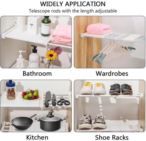 قفسه و میله فشاری کمد AUTOYSUR، سازمان دهنده قابل تنظیم برای کمد، قفسه ذخیره سازی فشاری کمد قابل گسترش برای کابینت، کمد لباس، آشپزخانه، اتاق خواب (2 عدد - 24X60 سانتی متر) قفسه و میله فشاری کمد AUTOYSUR، سازمان دهنده قابل تنظیم برای کمد، قفسه ذخیره سازی فشاری کمد قابل گسترش برای کابینت، کمد لباس، آشپزخانه، اتاق خواب (2 عدد - 24X60 سانتی متر)