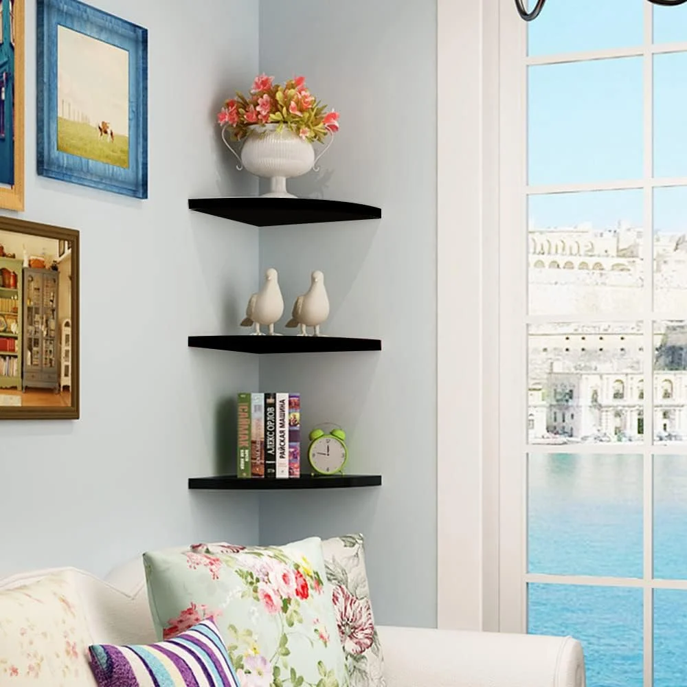 شلف کنج 3 طبقه مارگون، قفسه دیواری شناور، قفسه گوشه ای گرد برای حمام، آشپزخانه، اتاق خواب، اتاق نشیمن (25 سانتی متر، مشکی) شلف کنج 3 طبقه مارگون، قفسه دیواری شناور، قفسه گوشه ای گرد برای حمام، آشپزخانه، اتاق خواب، اتاق نشیمن (25 سانتی متر، مشکی)