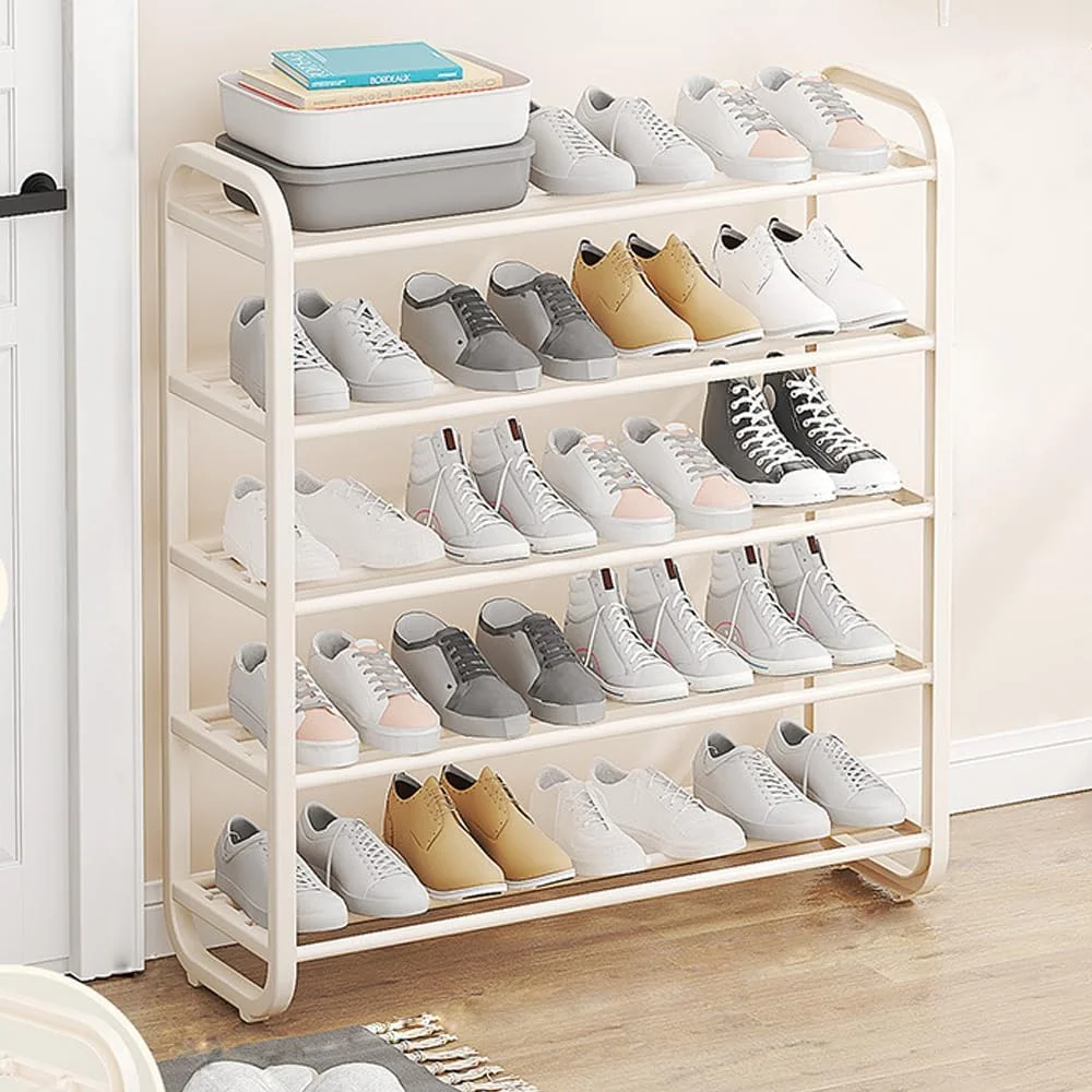 جاکفشی 5 طبقه، سازمان دهنده کفش، سازمان دهنده فلزی برای نگهداری کفش، قفسه نگهداری چکمه با قابلیت صرفه جویی در فضا برای اتاق نشیمن، راهروی ورودی و کمد تا 25 جفت کفش
