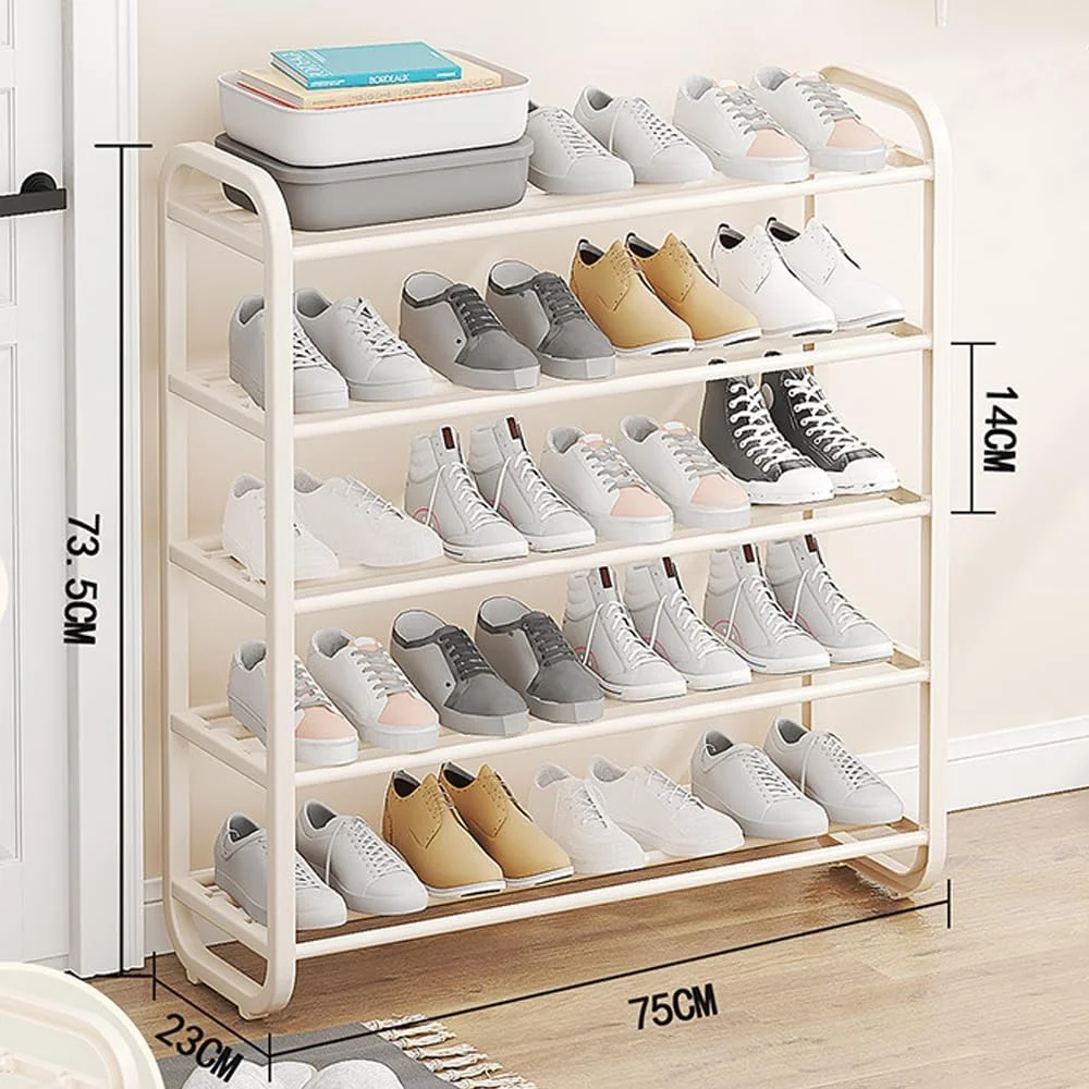 جاکفشی 5 طبقه، سازمان دهنده کفش، سازمان دهنده فلزی برای نگهداری کفش، قفسه نگهداری چکمه با قابلیت صرفه جویی در فضا برای اتاق نشیمن، راهروی ورودی و کمد تا 25 جفت کفش
