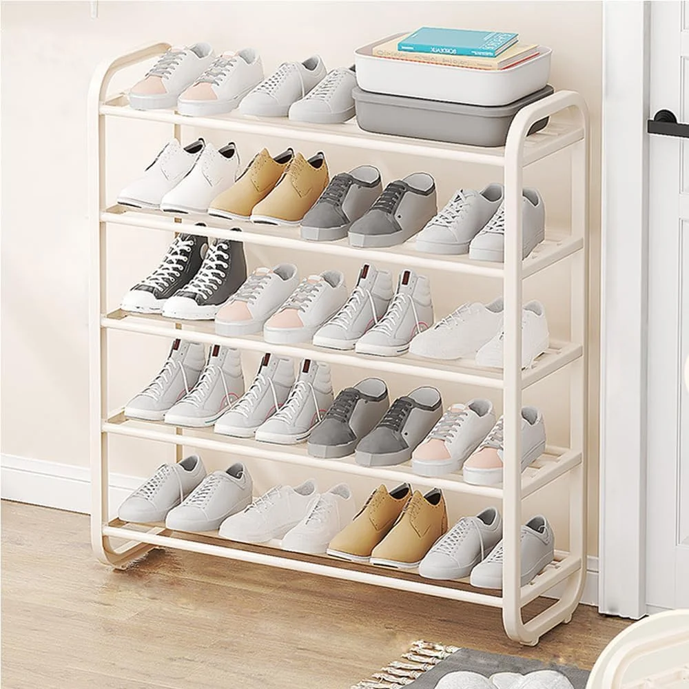 جاکفشی 5 طبقه، سازمان دهنده کفش، سازمان دهنده فلزی برای نگهداری کفش، قفسه نگهداری چکمه با قابلیت صرفه جویی در فضا برای اتاق نشیمن، راهروی ورودی و کمد تا 25 جفت کفش