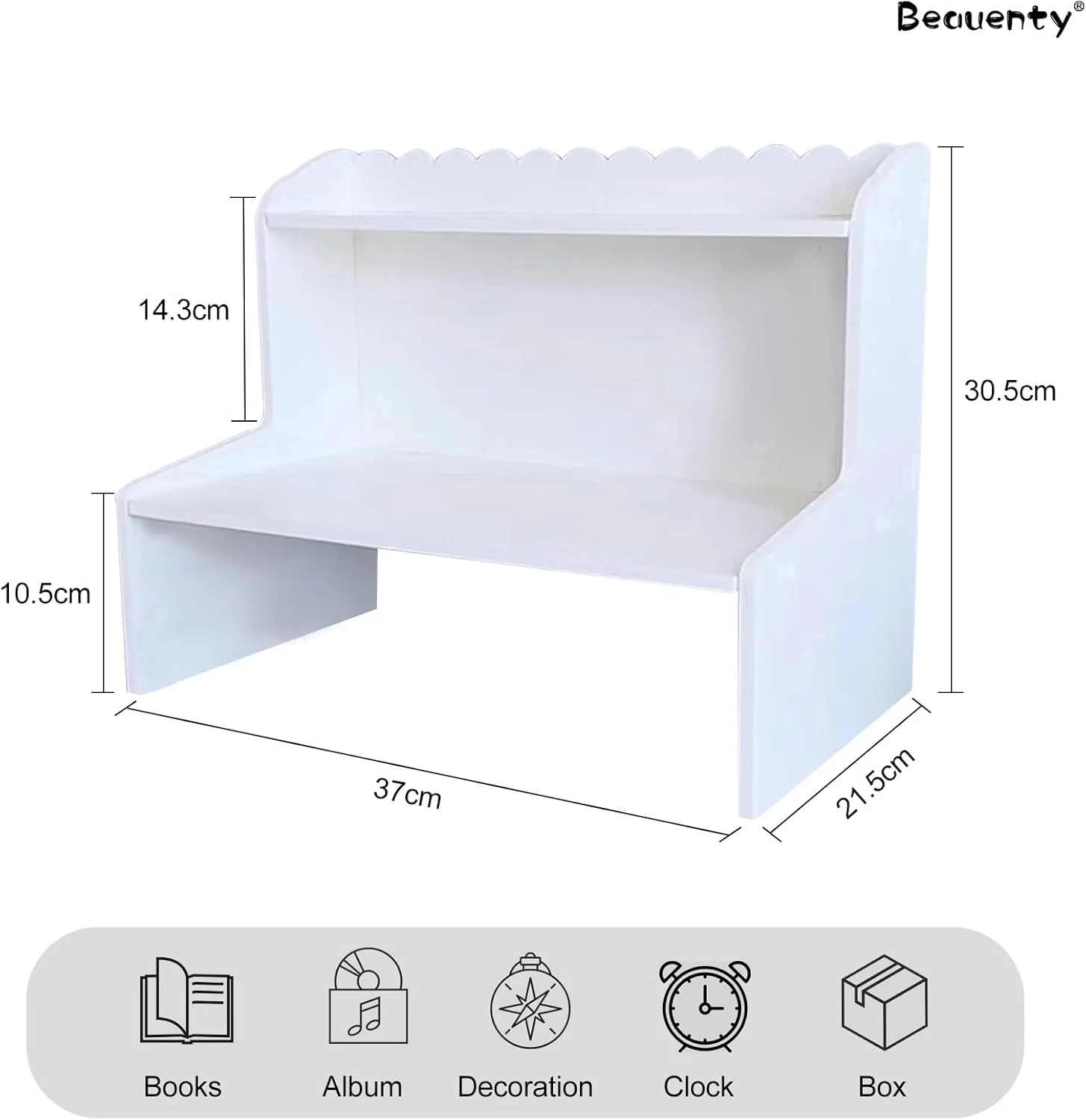 ارگانایزر رومیزی چوبی Beauenty، قفسه ذخیره سازی رومیزی 2 طبقه، قفسه کتاب قفسه ذخیره سازی رومیزی اداری، قفسه ارگانایزر لوازم جانبی رومیزی برای دفتر کار خانگی (متوسط)