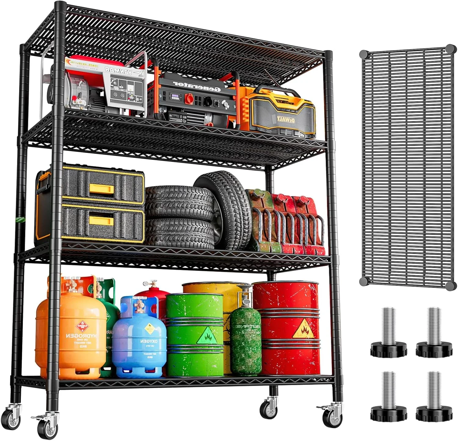 یونیت قفسه بندی فلزی سنگین 4 طبقه Solerconm با چرخ، قفسه های ذخیره سازی سیمی با قابلیت تنظیم ارتفاع، یونیت قفسه بندی صنعتی فلزی برای آشپزخانه، انبار، انبار، زیرزمین، 140.5*60.9*192 سانتی متر یونیت قفسه بندی فلزی سنگین 4 طبقه Solerconm با چرخ، قفسه های ذخیره سازی سیمی با قابلیت تنظیم ارتفاع، یونیت قفسه بندی صنعتی فلزی برای آشپزخانه، انبار، انبار، زیرزمین، 140.5*60.9*192 سانتی متر