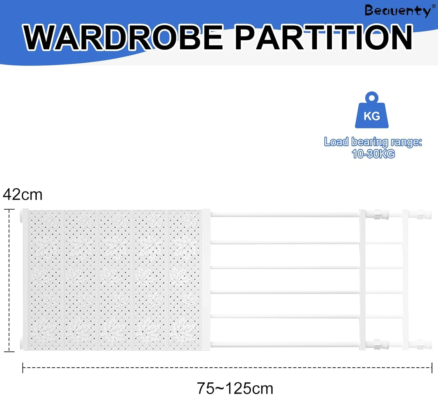 قفسه کششی کمد Beauenty، قفسه کششی کمد قابل گسترش، قفسه پارتیشن لایه ای قابل تنظیم برای کابینت (طول 75-125 سانتی متر * عرض 42 سانتی متر)