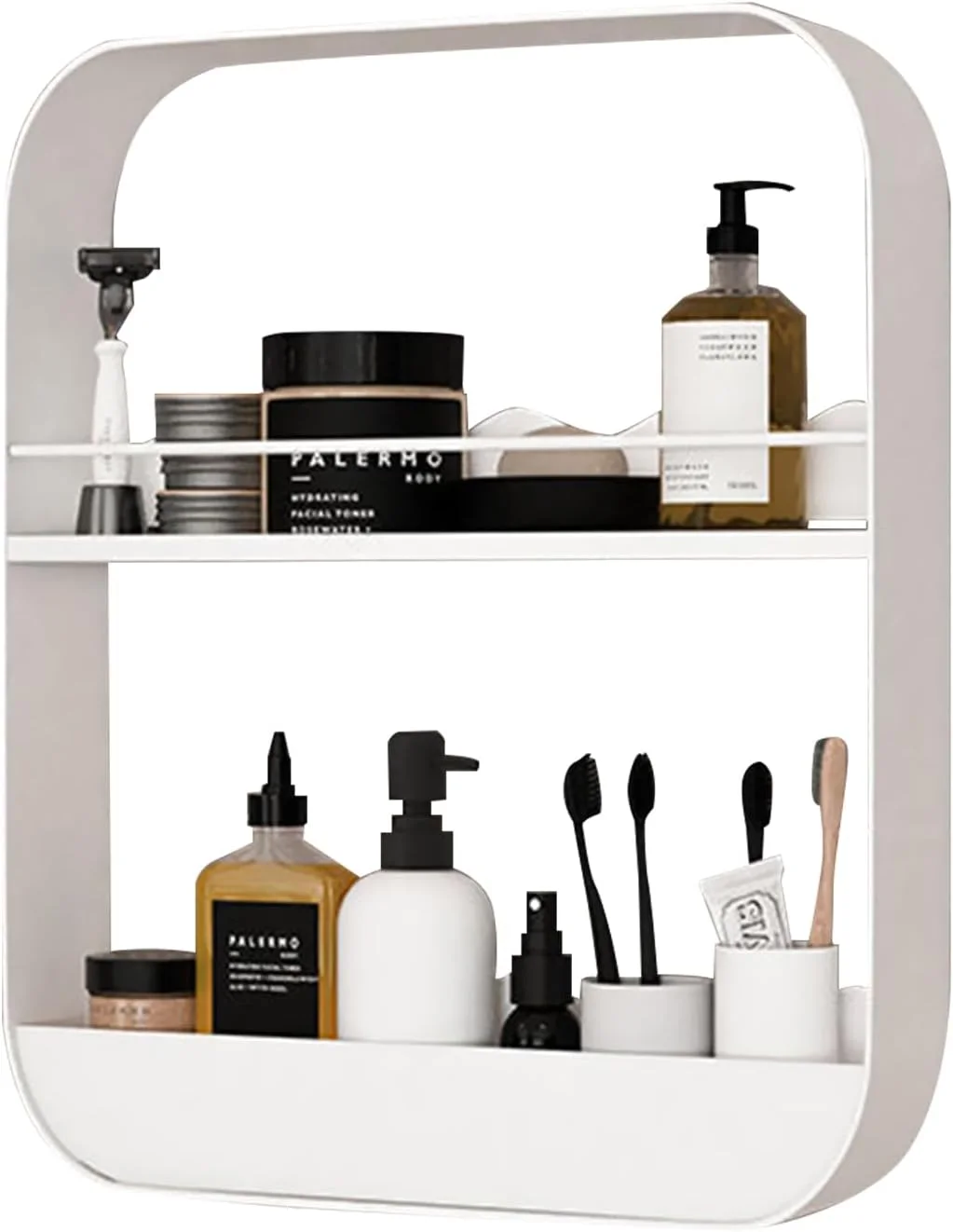 قفسه حمام بدون نیاز به سوراخکاری Beauenty، کابینت دیواری ذخیره سازی حمام، سازمان دهنده دیواری حمام ضد زنگ و ضد آب برای خانه (سفید، 2 طبقه) قفسه حمام بدون نیاز به سوراخکاری Beauenty، کابینت دیواری ذخیره سازی حمام، سازمان دهنده دیواری حمام ضد زنگ و ضد آب برای خانه (سفید، 2 طبقه)