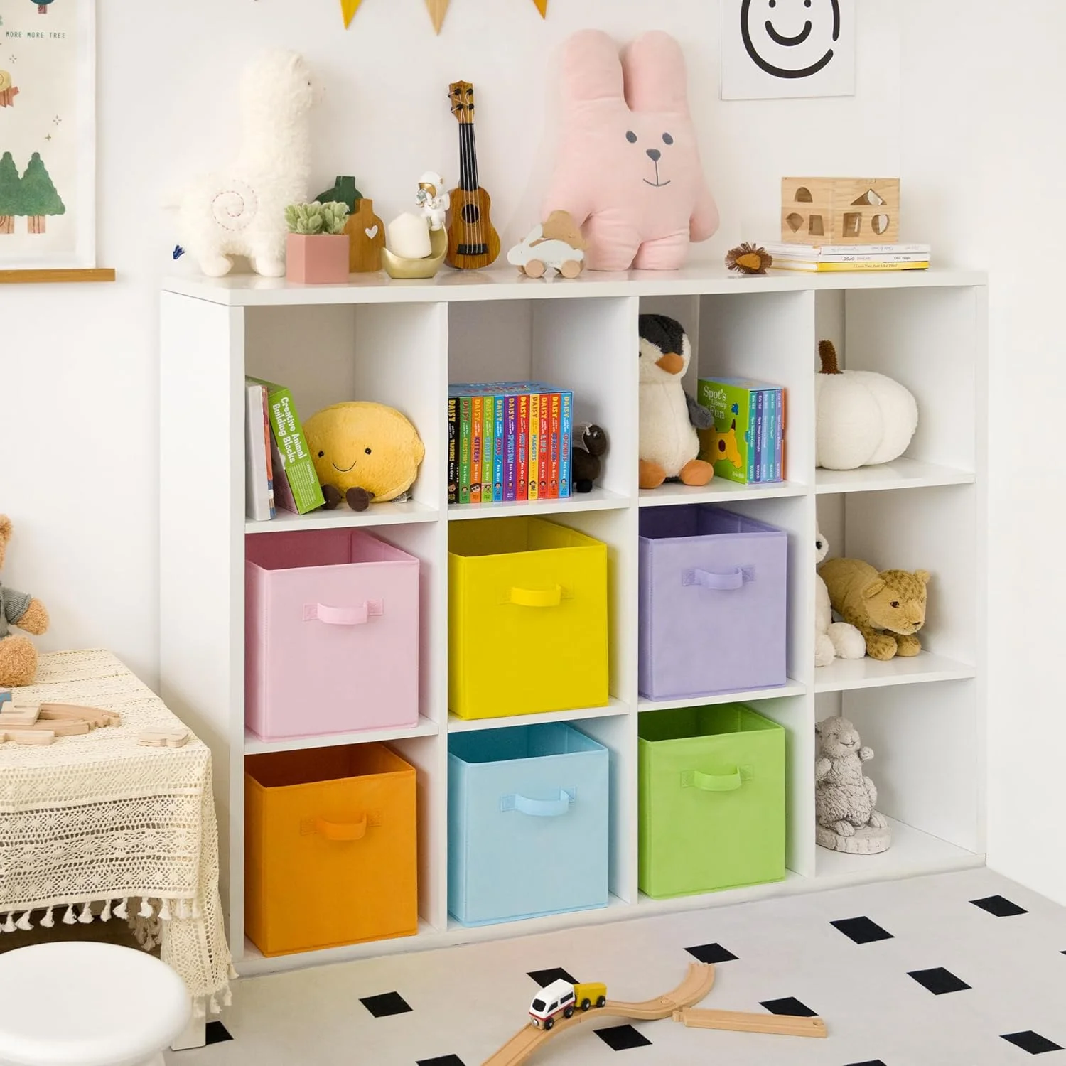 جعبه های ذخیره سازی مکعبی GRANNY SAYS، بسته 6 عددی جعبه های ذخیره سازی پارچه ای 27x27 سانتی متر، جعبه های ذخیره سازی مربعی تاشو برای قفسه ها، سازمان دهنده جعبه های ذخیره سازی، سطل های ذخیره سازی مکعبی برای سازماندهی قفسه Kallax، رنگارنگ