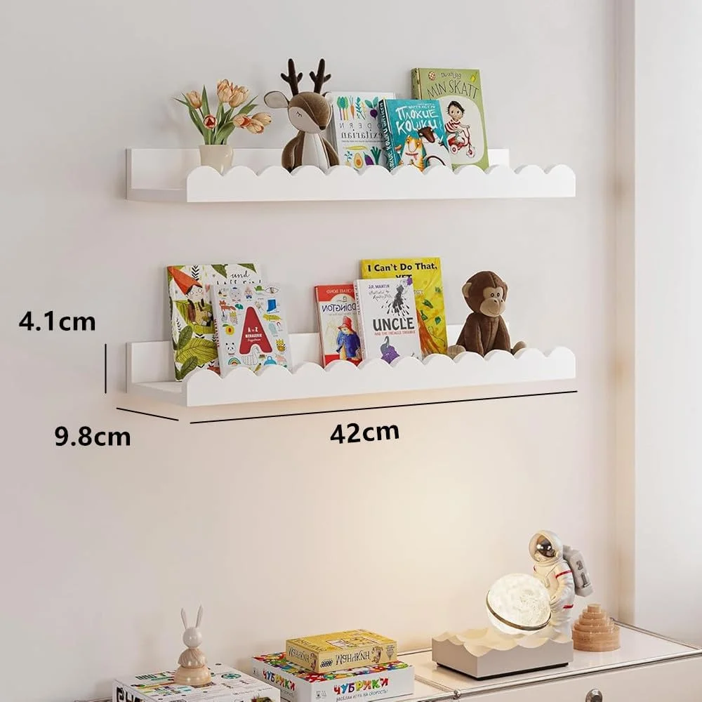 شلف دیواری شناور کودک، طراحی دالبری سفید 42 سانتی متری، ست 2 عددی، قفسه نمایش کتاب اتاق کودک شلف دیواری شناور کودک، طراحی دالبری سفید 42 سانتی متری، ست 2 عددی، قفسه نمایش کتاب اتاق کودک